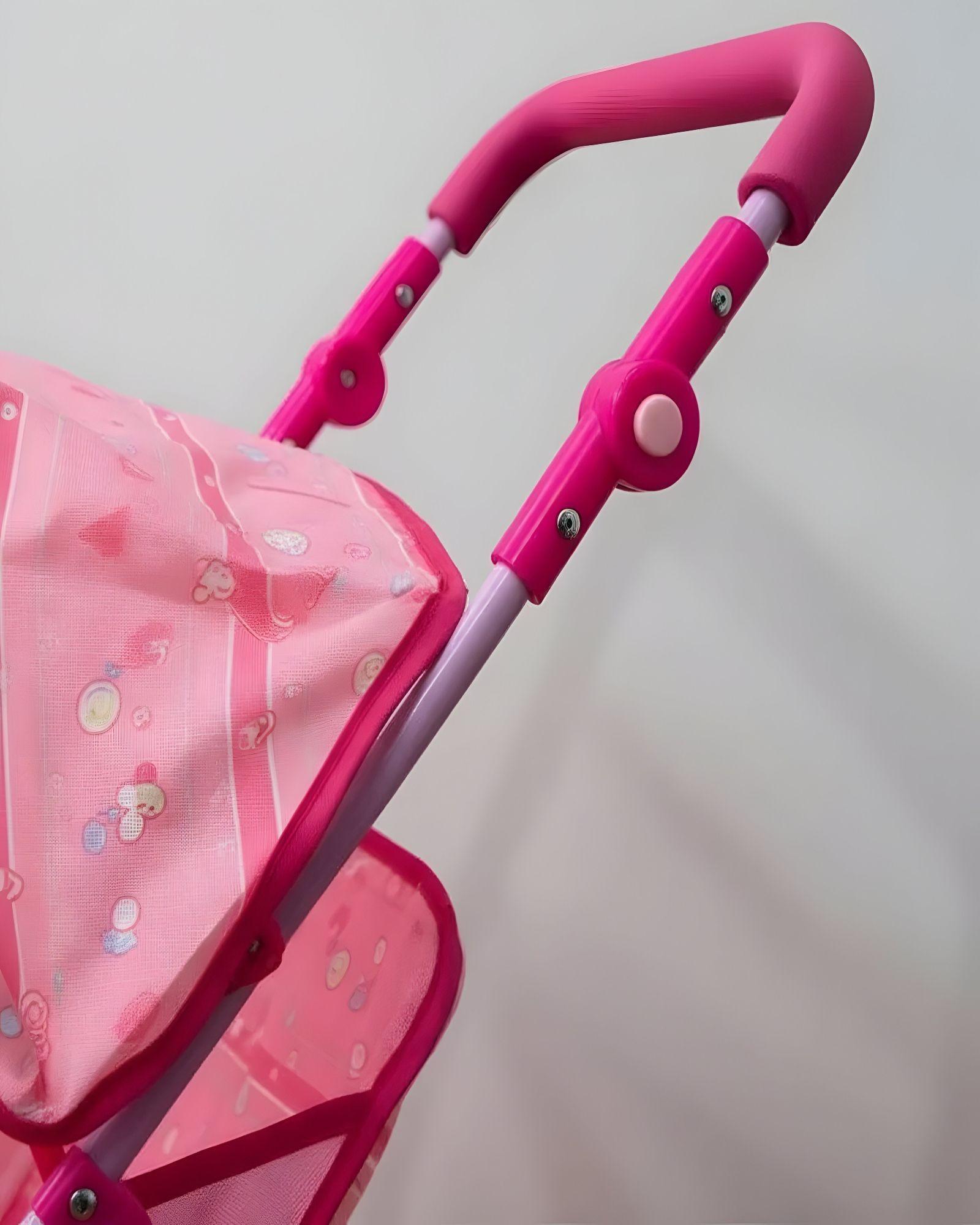 COCHE SIMPLE PARA MUÑECAS METALICO GRANDE ROSADO-4