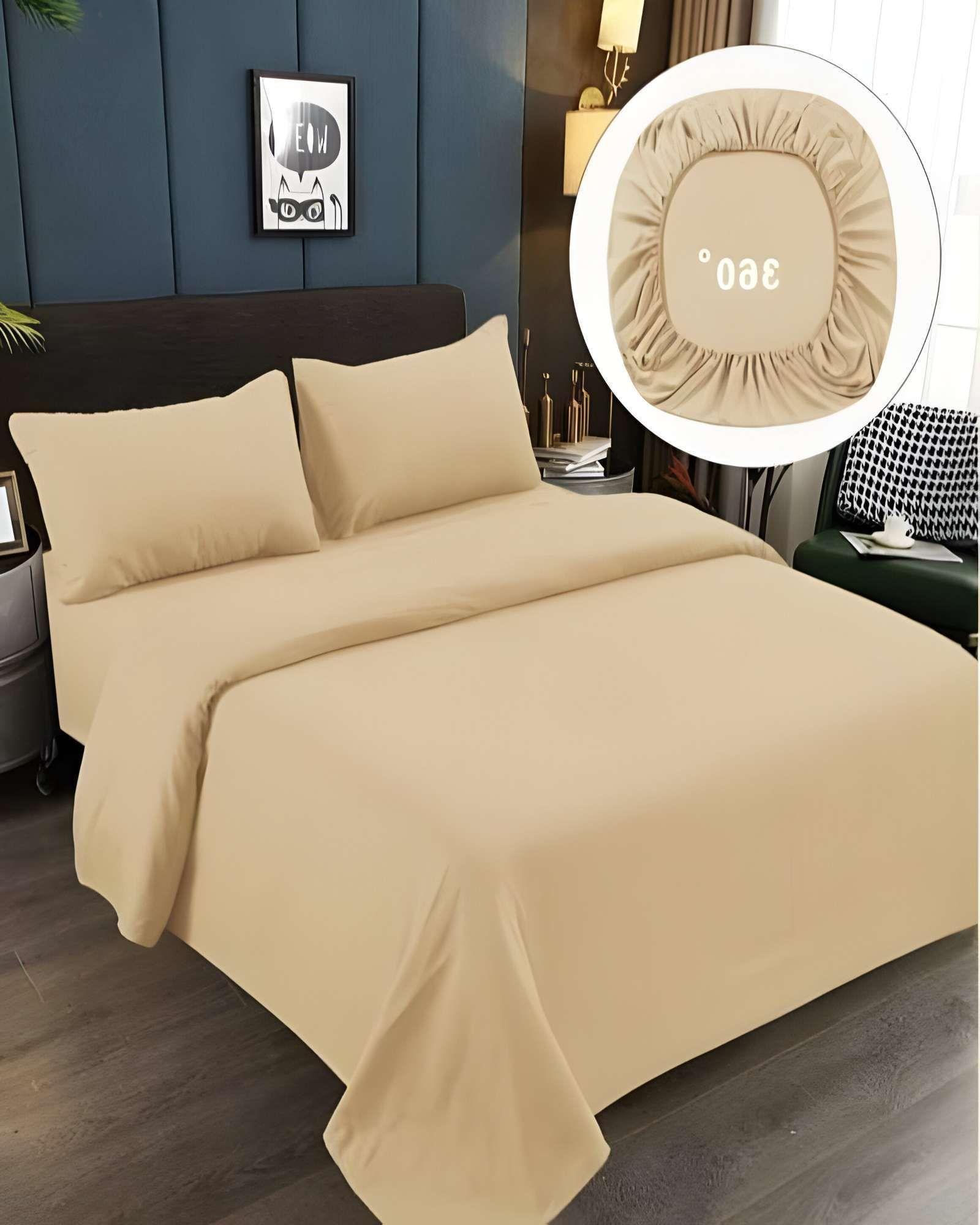 JUEGO DE SABANAS DE 500 HILOS PLAZA Y MEDIA BEIGE-3