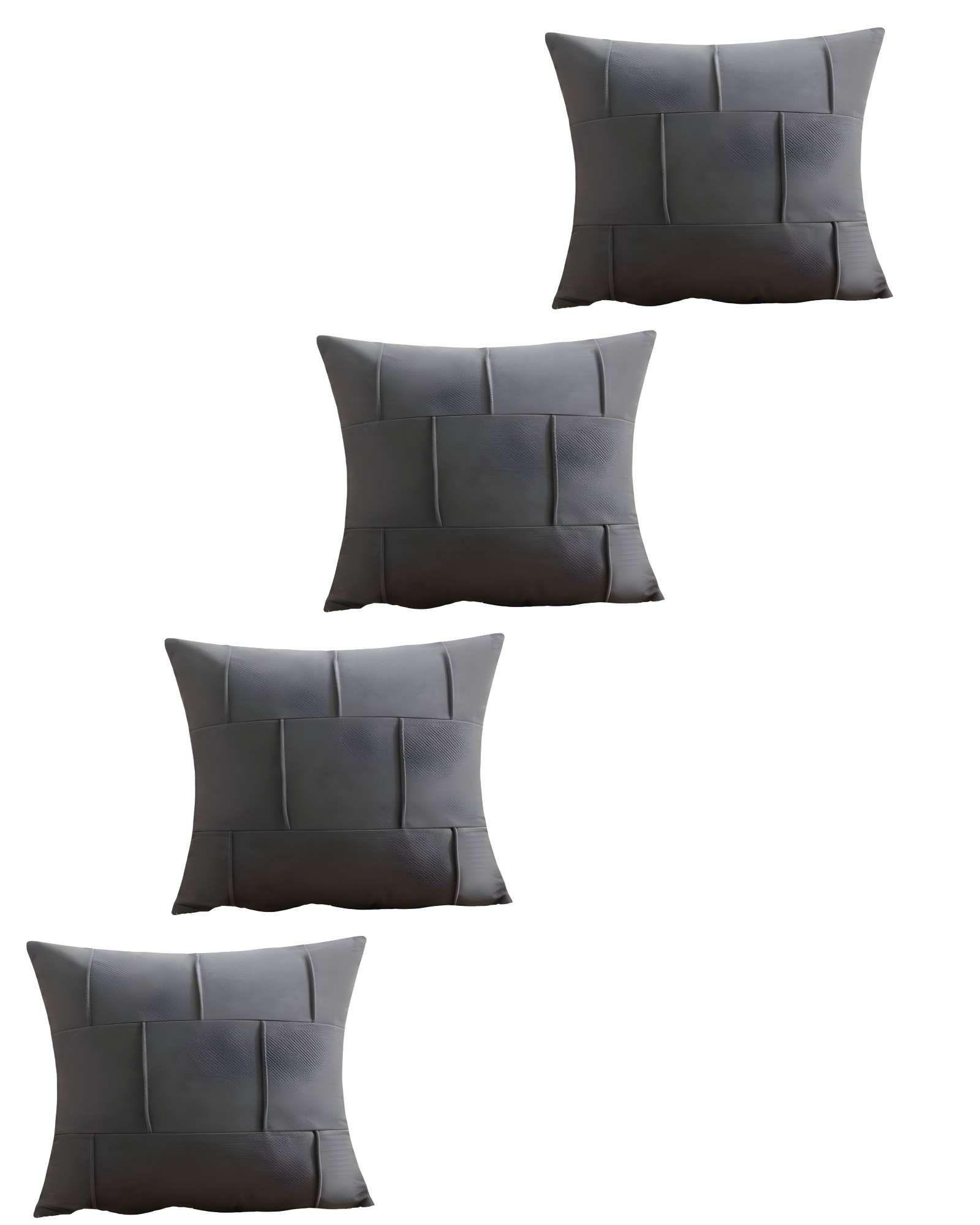 SET DE 4 FUNDAS DE COJIN PLISADA 45X45 GRIS-0