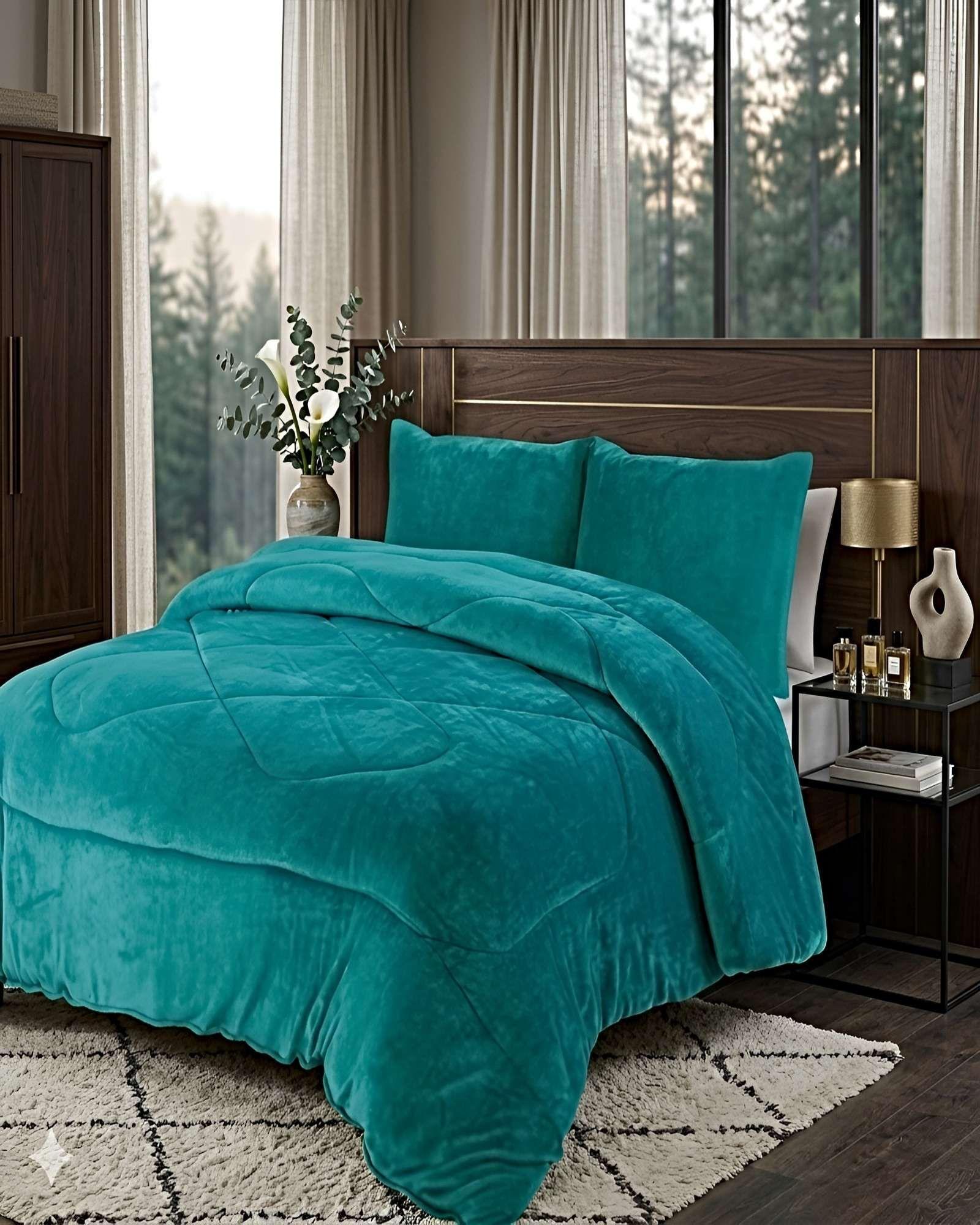 COBERTOR DE INVIERNO PLUSH 1.5 PLAZA 180X200CM TURQUESA-2