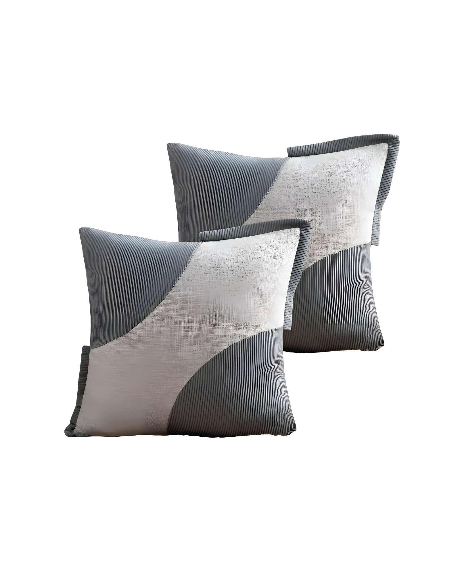 PACK DE 2 FUNDAS DE COJINES DISEÑO TELA PANA EMPALMADO 45CM X 45 CM GRIS CLARO-0