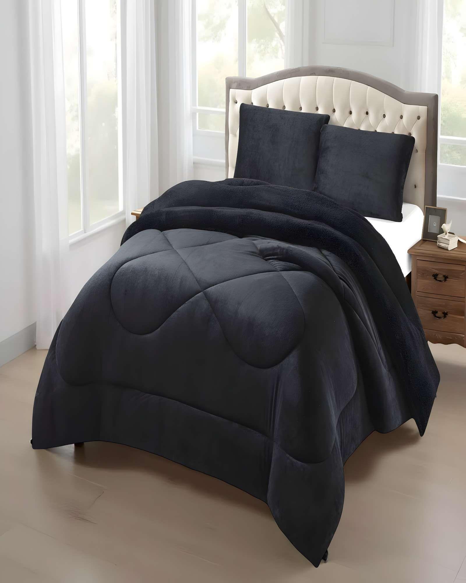 COBERTOR DE INVERNO PLUSH CON CHIPORRO CS PLAZA Y MEDIA NEGRO-2