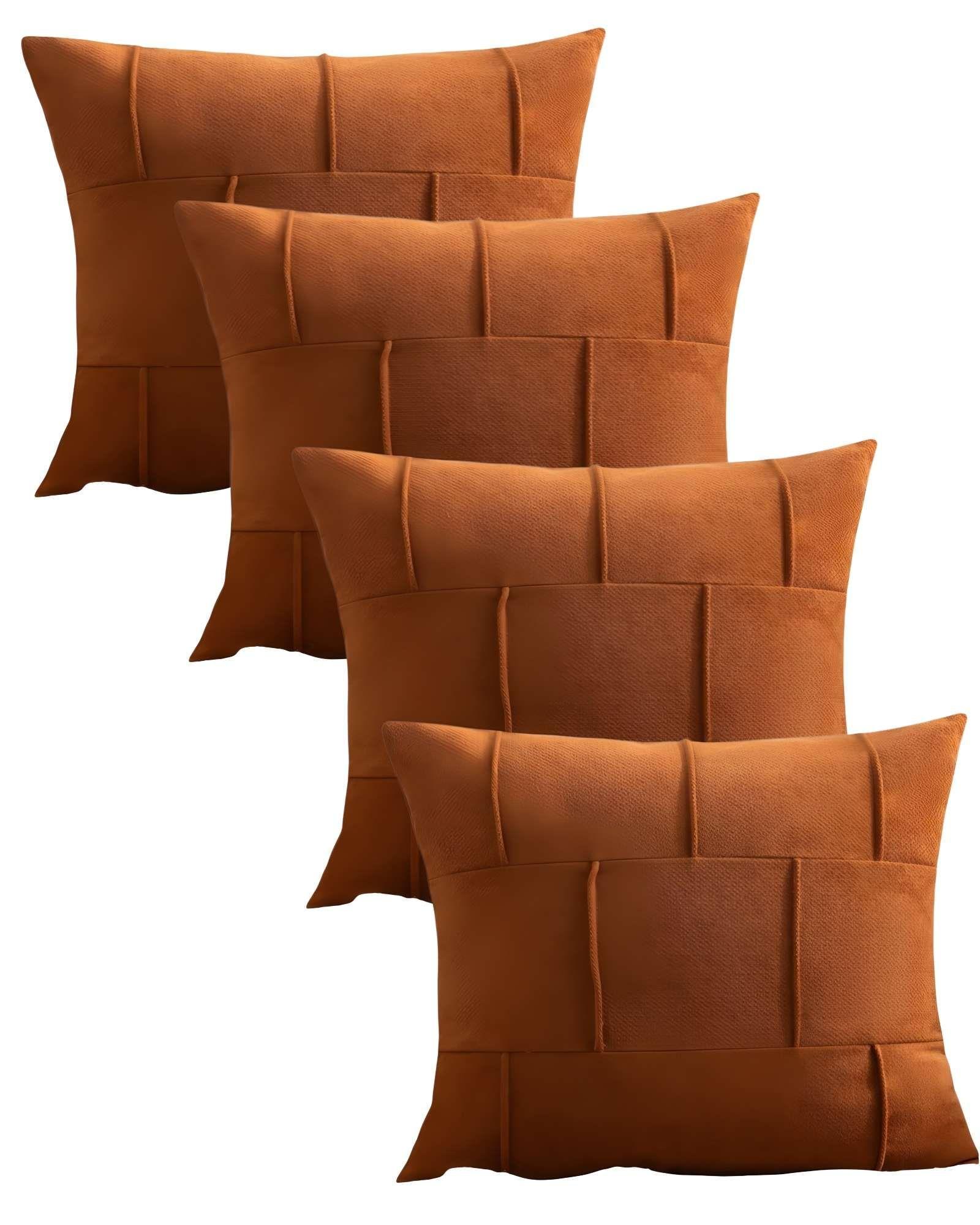 SET DE 4 FUNDAS DE COJIN PLISADA 45X45 NARANJA-0