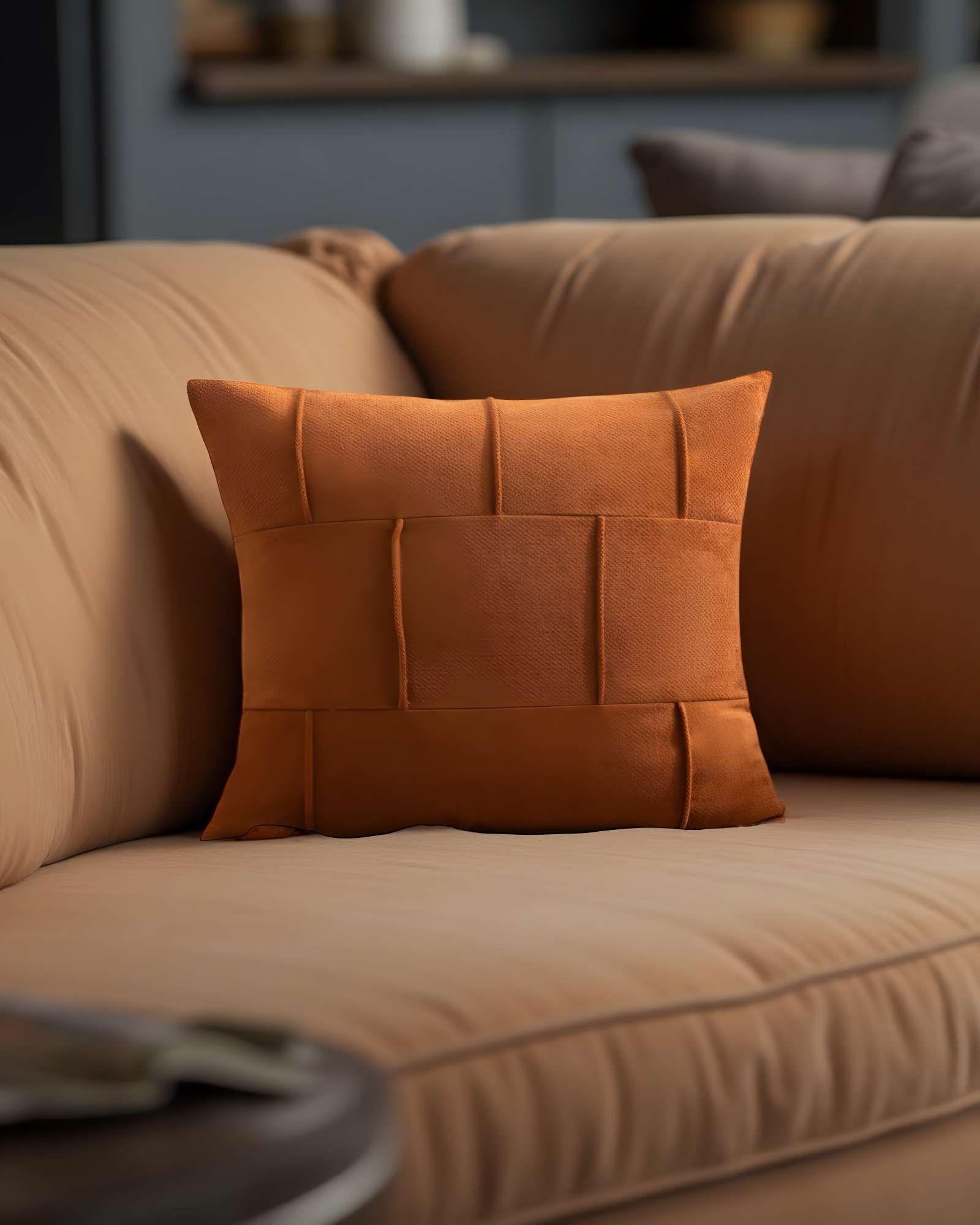 SET DE 4 FUNDAS DE COJIN PLISADA 45X45 NARANJA-2