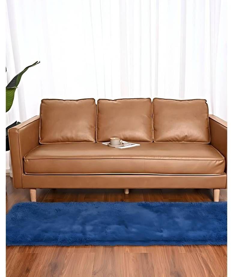 Pasillera alfombra peluda liviana 70x150 ultra suave AZUL-3