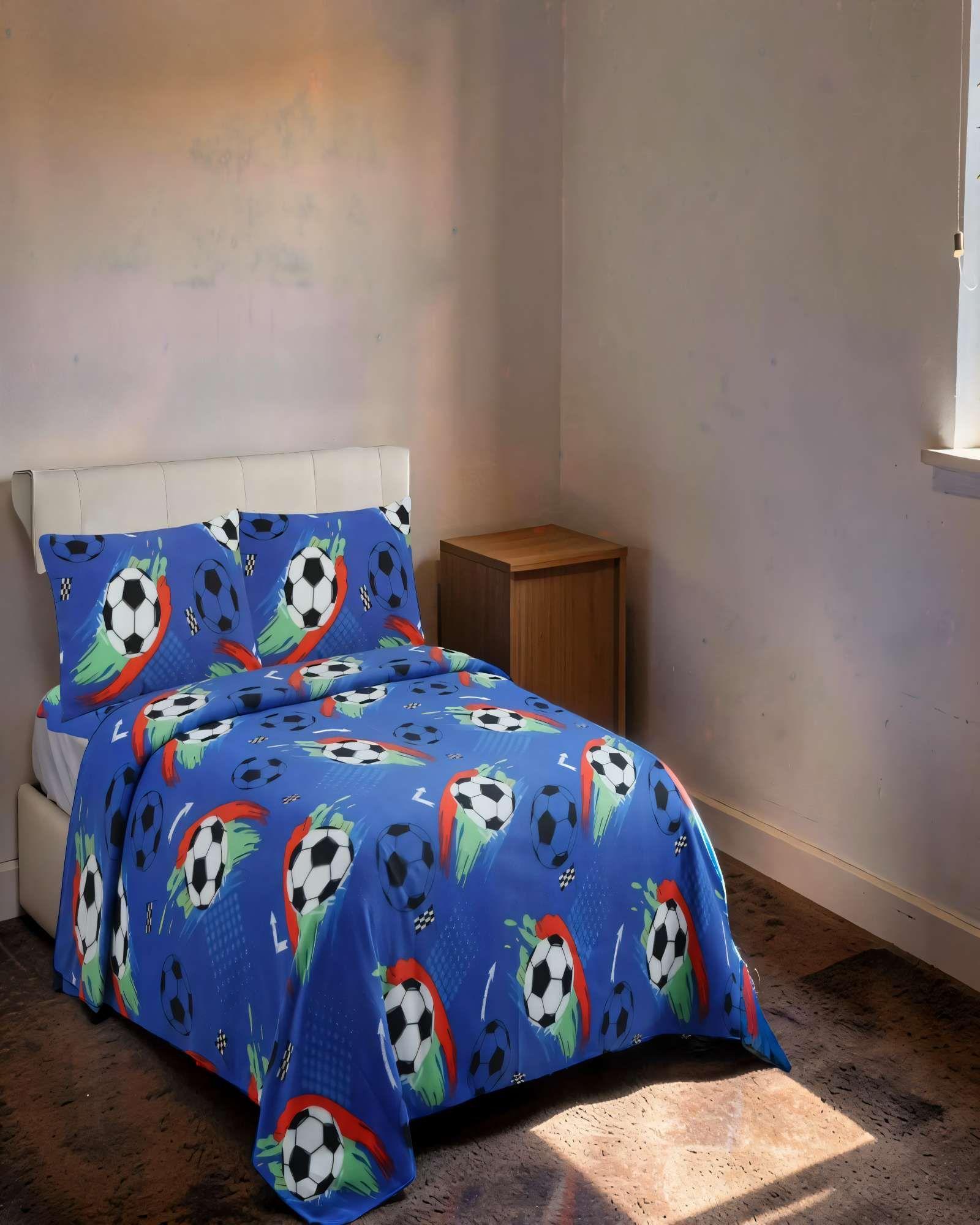 JUEGO DE SABANA POLAR PLAZA Y MEDIA CON DISEÑO 3-2