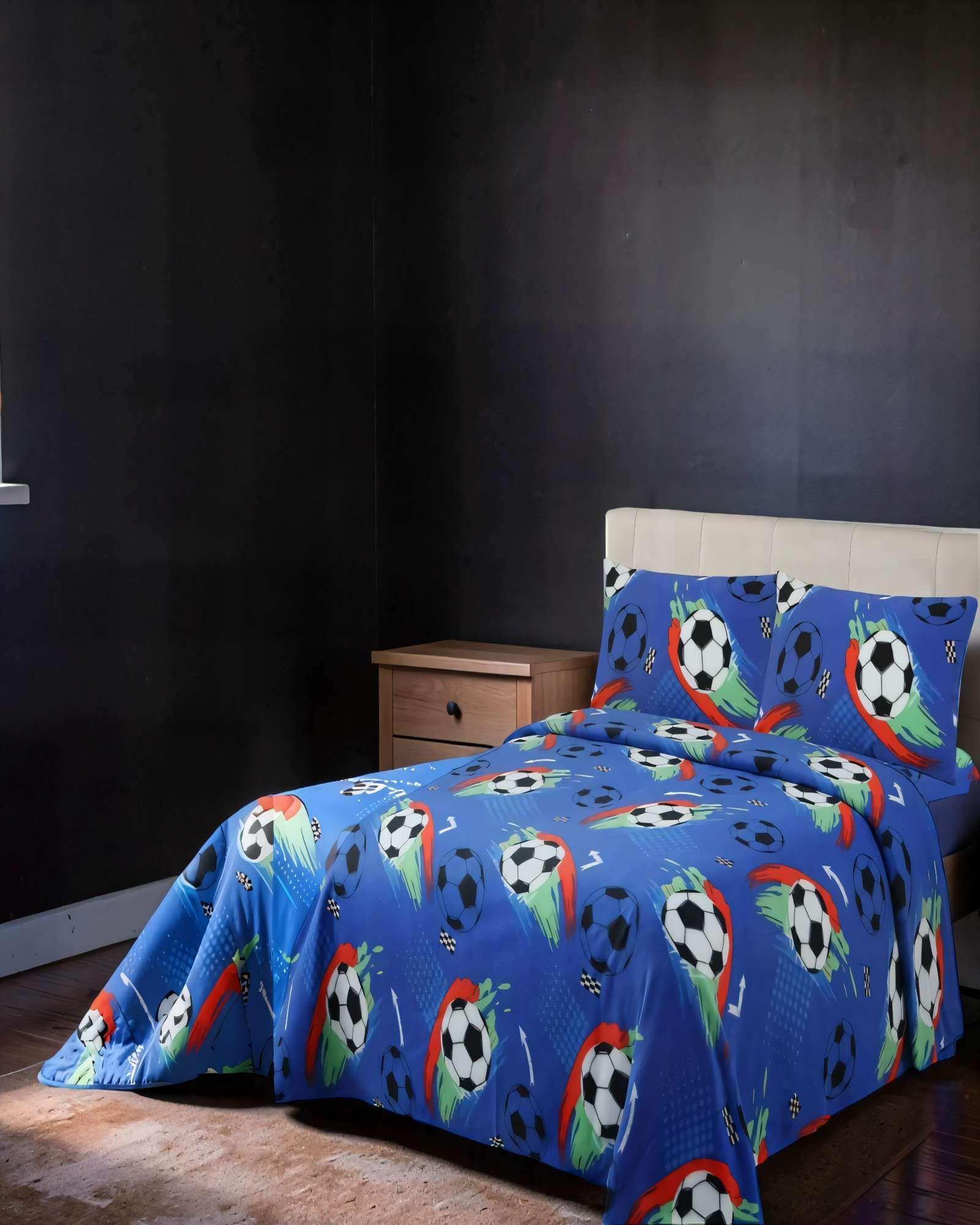 JUEGO DE SABANA POLAR PLAZA Y MEDIA CON DISEÑO 3-3