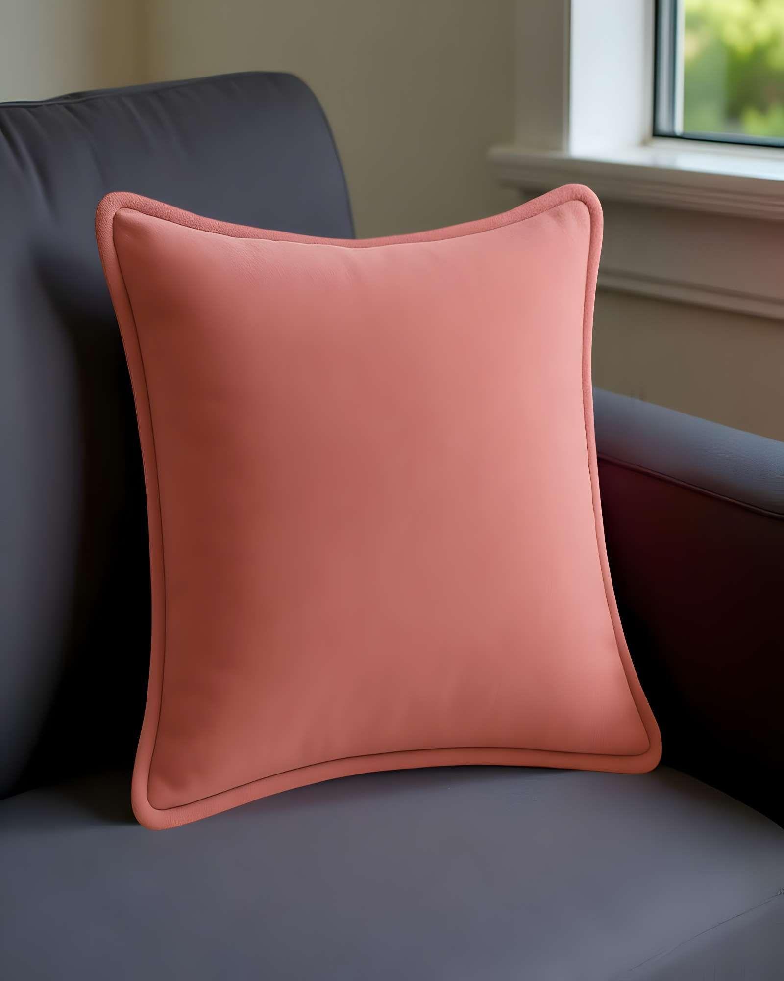 SET DE 2 FUNDAS DE COJIN LISA CON BORDE 45X45 ROSA-2