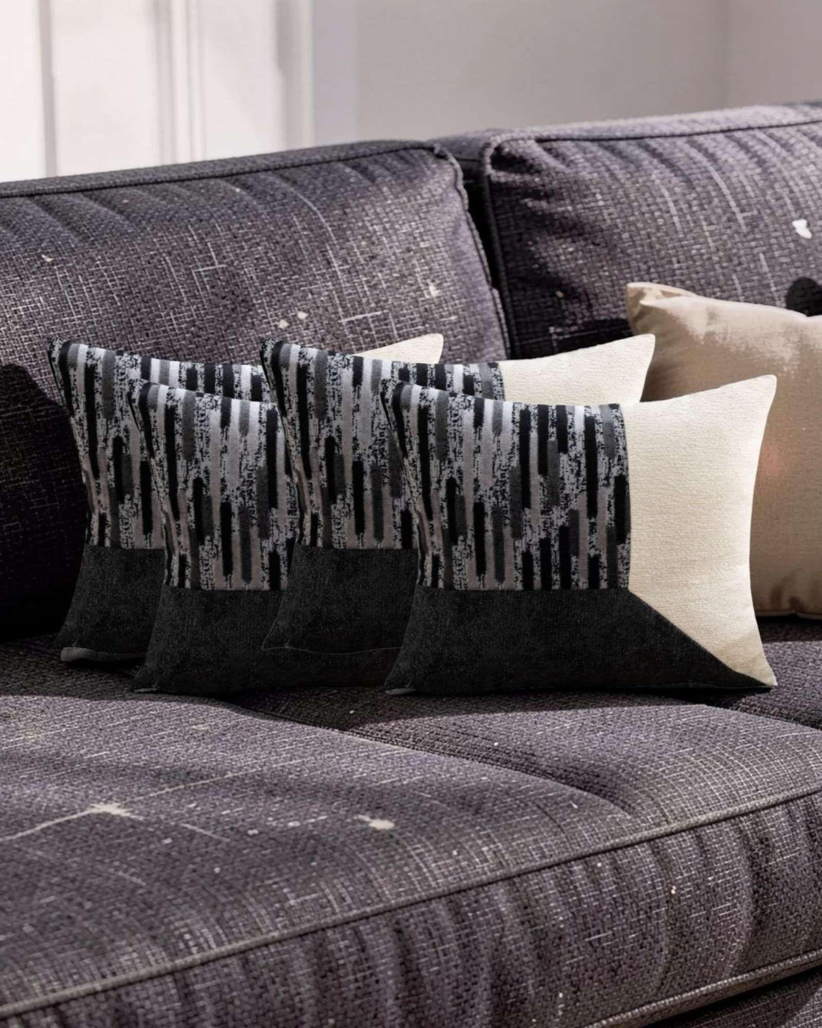 SET DE 4 FUNDAS DE COJIN CHENILLE DE EMPALME MULTICOLOR 1-2