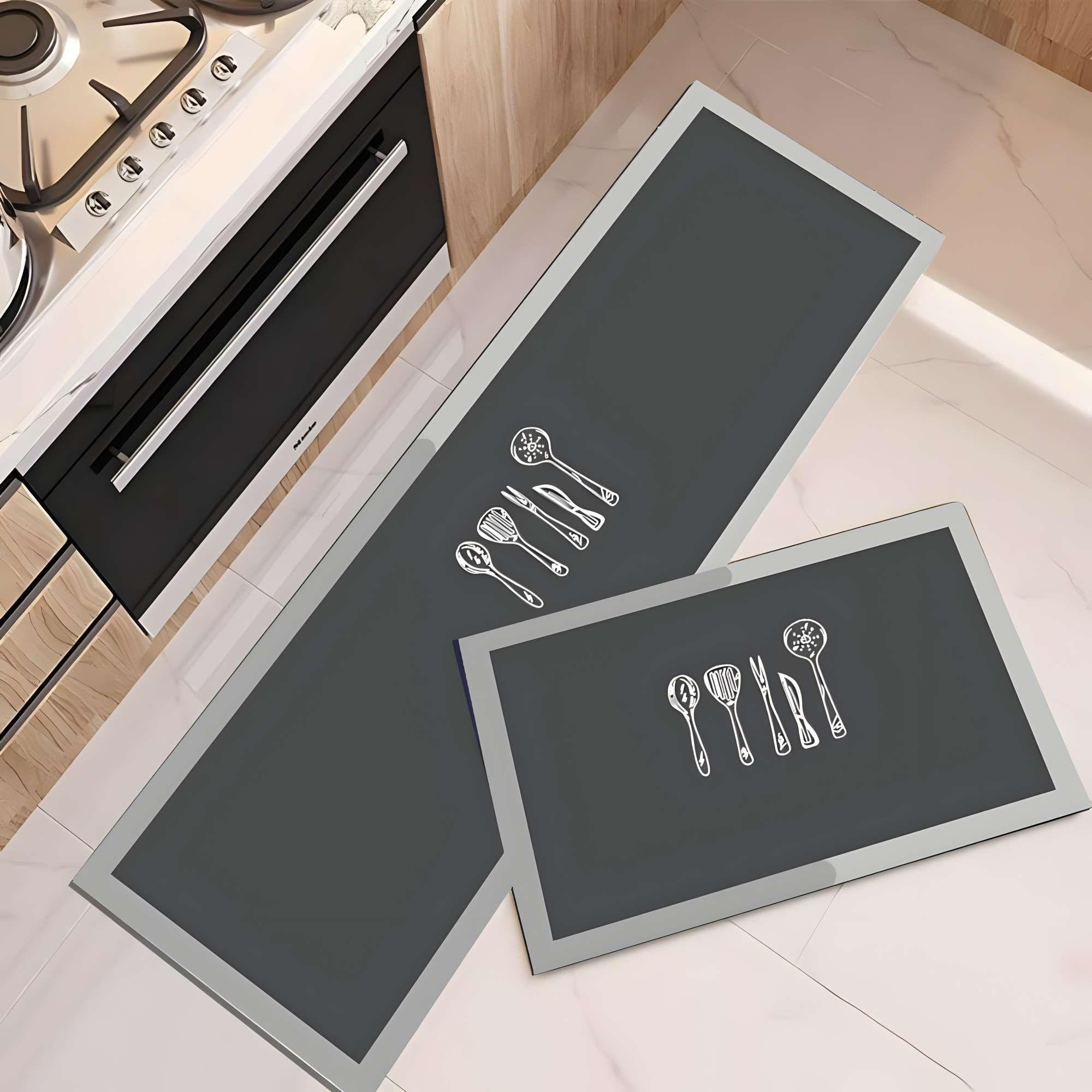SET DE 2 ALFOMBRAS DE GOMA MINIMALISTAS PARA COCINA B2-2
