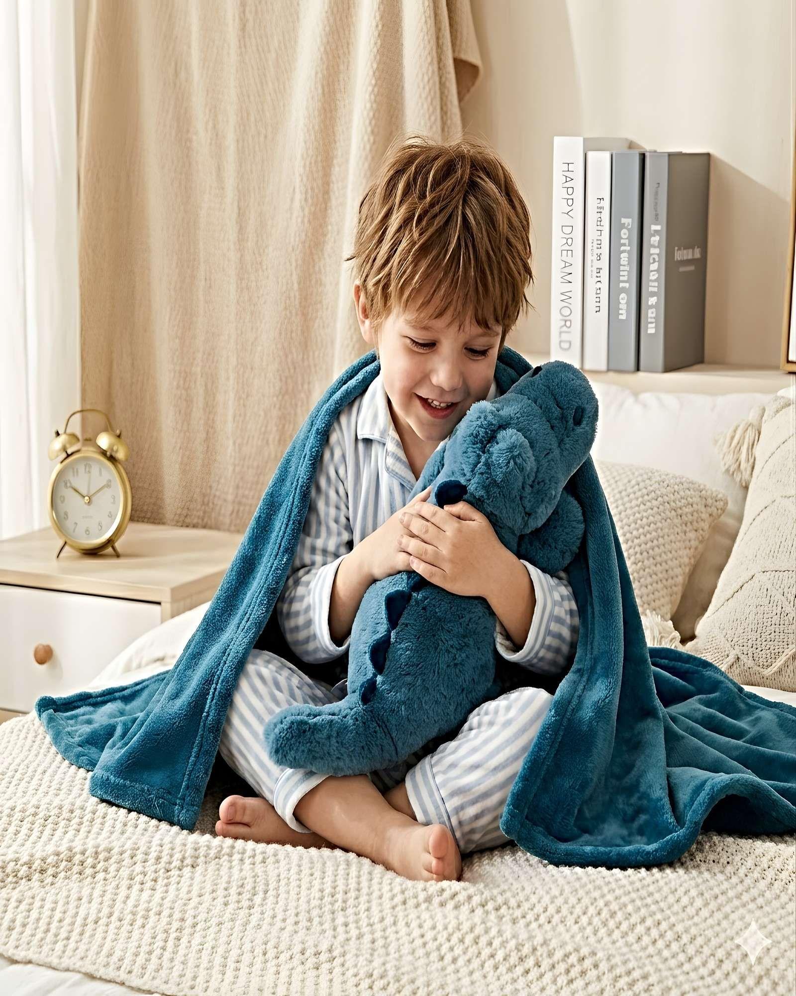 Peluche Almohadilla Decorativa + Manta Térmica de 1 Plaza azul petroleo-2