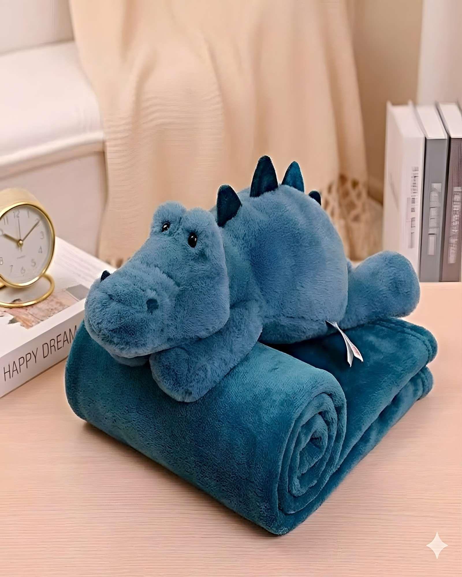 Peluche Almohadilla Decorativa + Manta Térmica de 1 Plaza azul petroleo-3