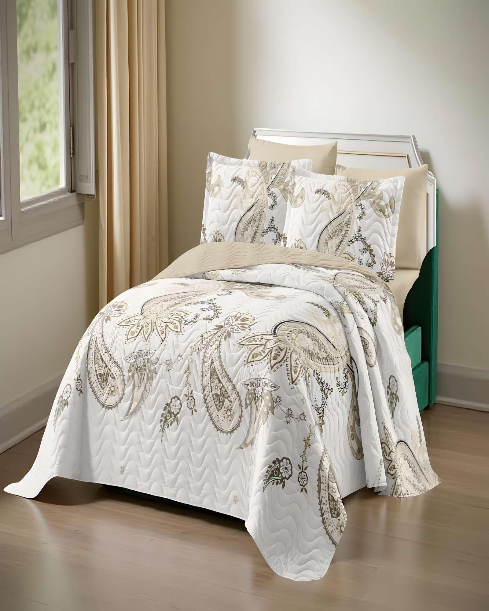 CUBRECAMA QUILT DE VERANO 2 PLAZAS BEIGE 01-3