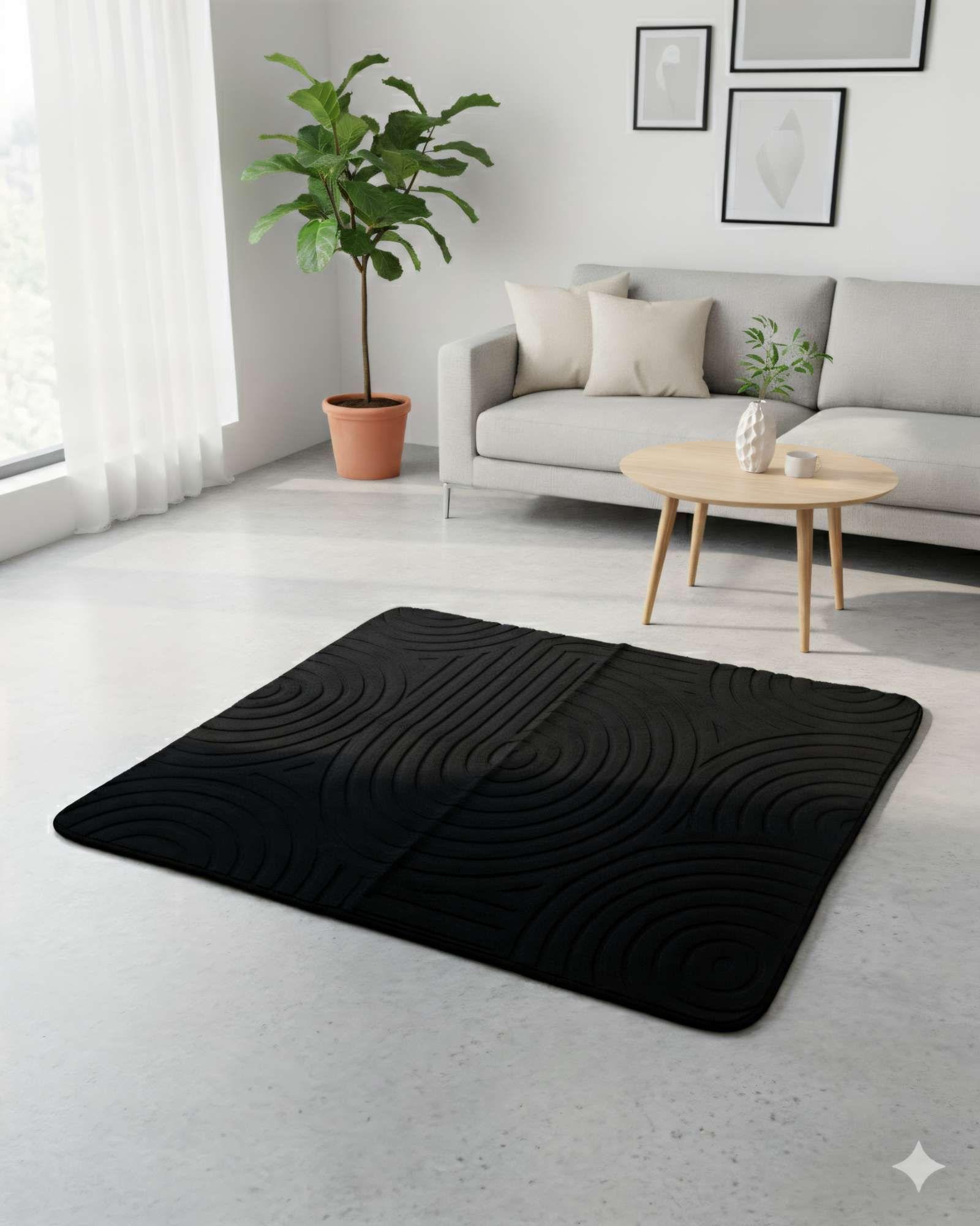 ALFOMBRA TEXTURIZADA 150X200CM COLOR NEGRO-2