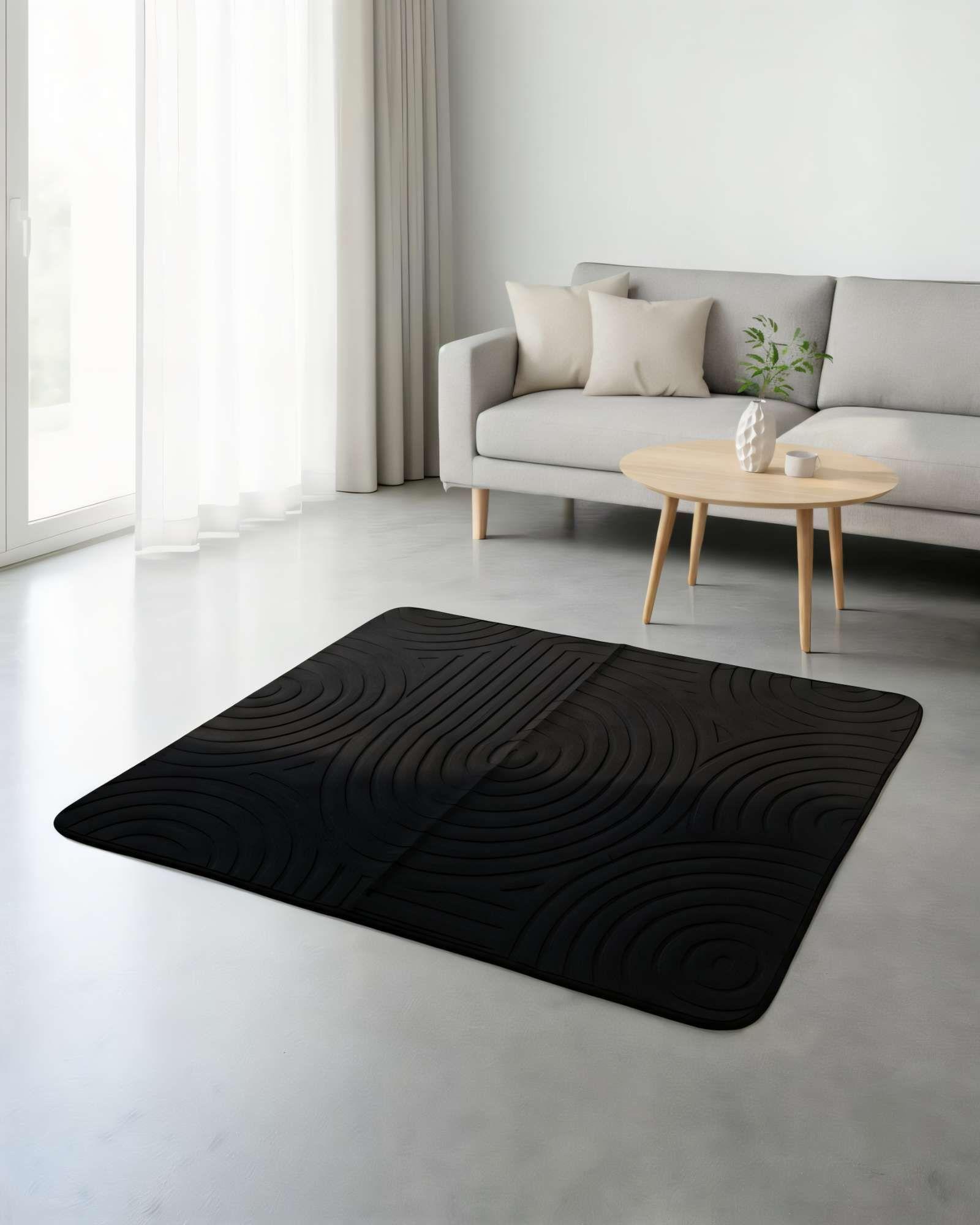 ALFOMBRA TEXTURIZADA 150X200CM COLOR NEGRO-3