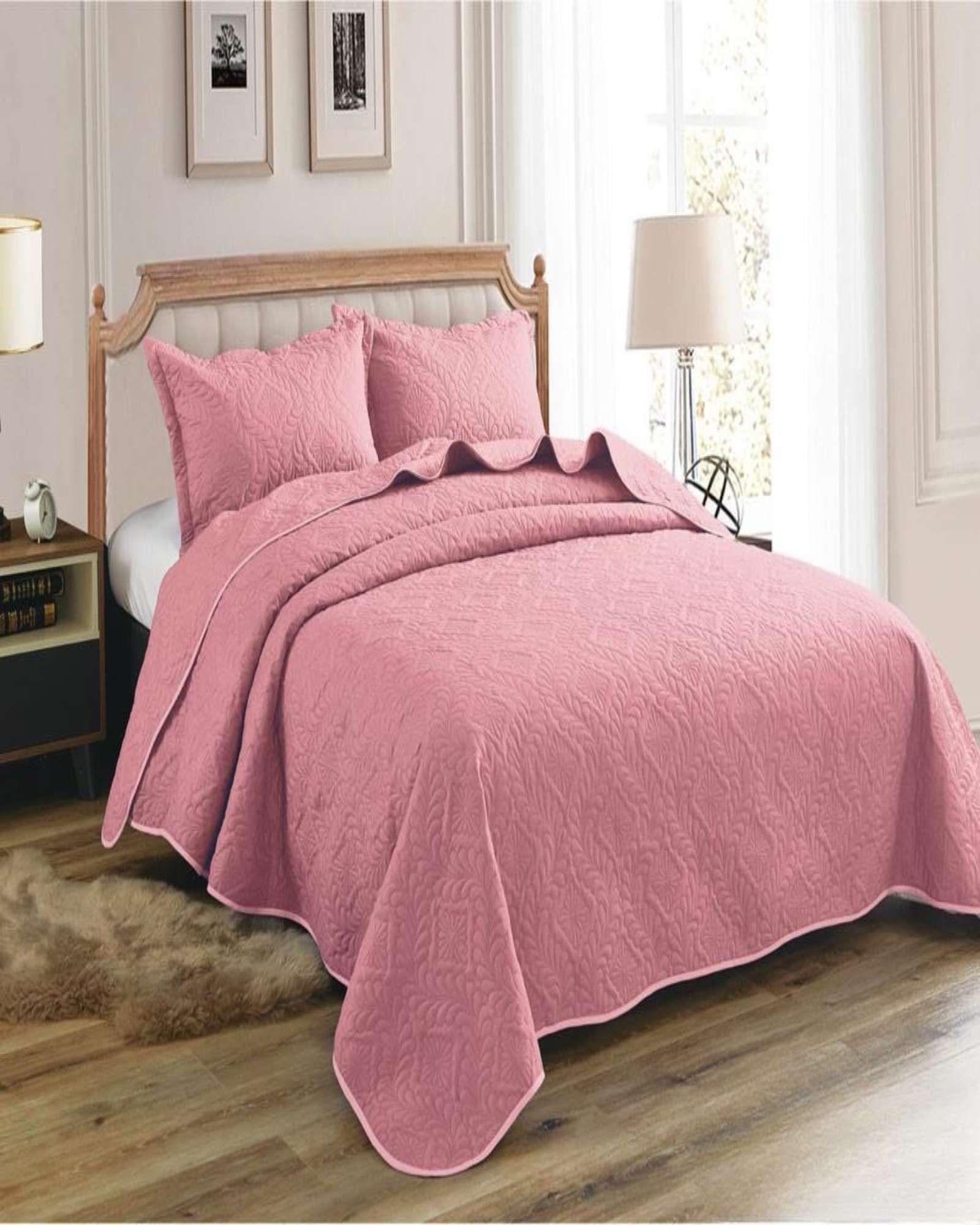 CUBRECAMA QUILT DE VERANO ELEGANTE KING - SUPER KING 250 CM X 270 CM ROSA-3