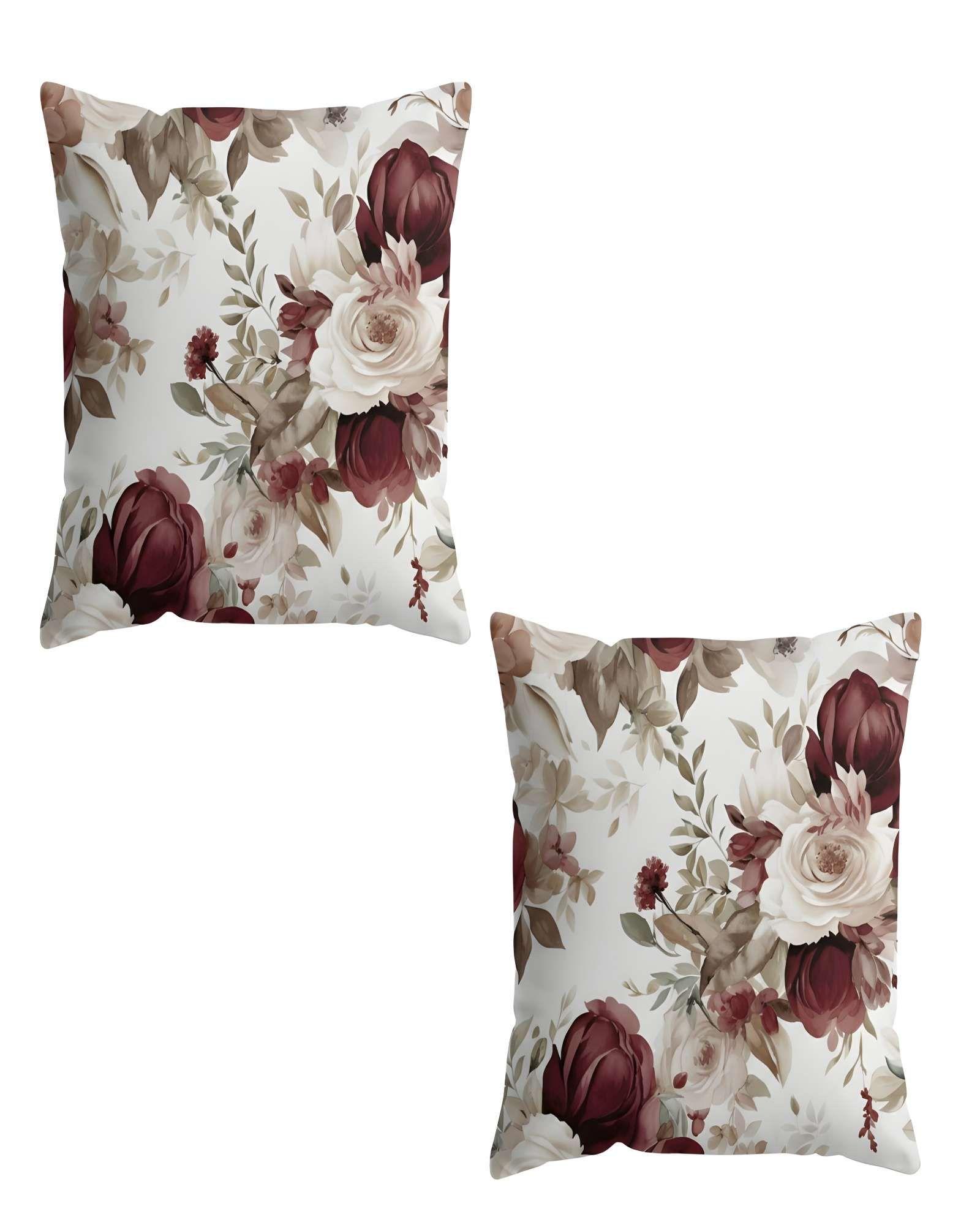 SET DE 2 FUNDAS DE COJIN FLOREADAS 45X45 BLANCO 01-0