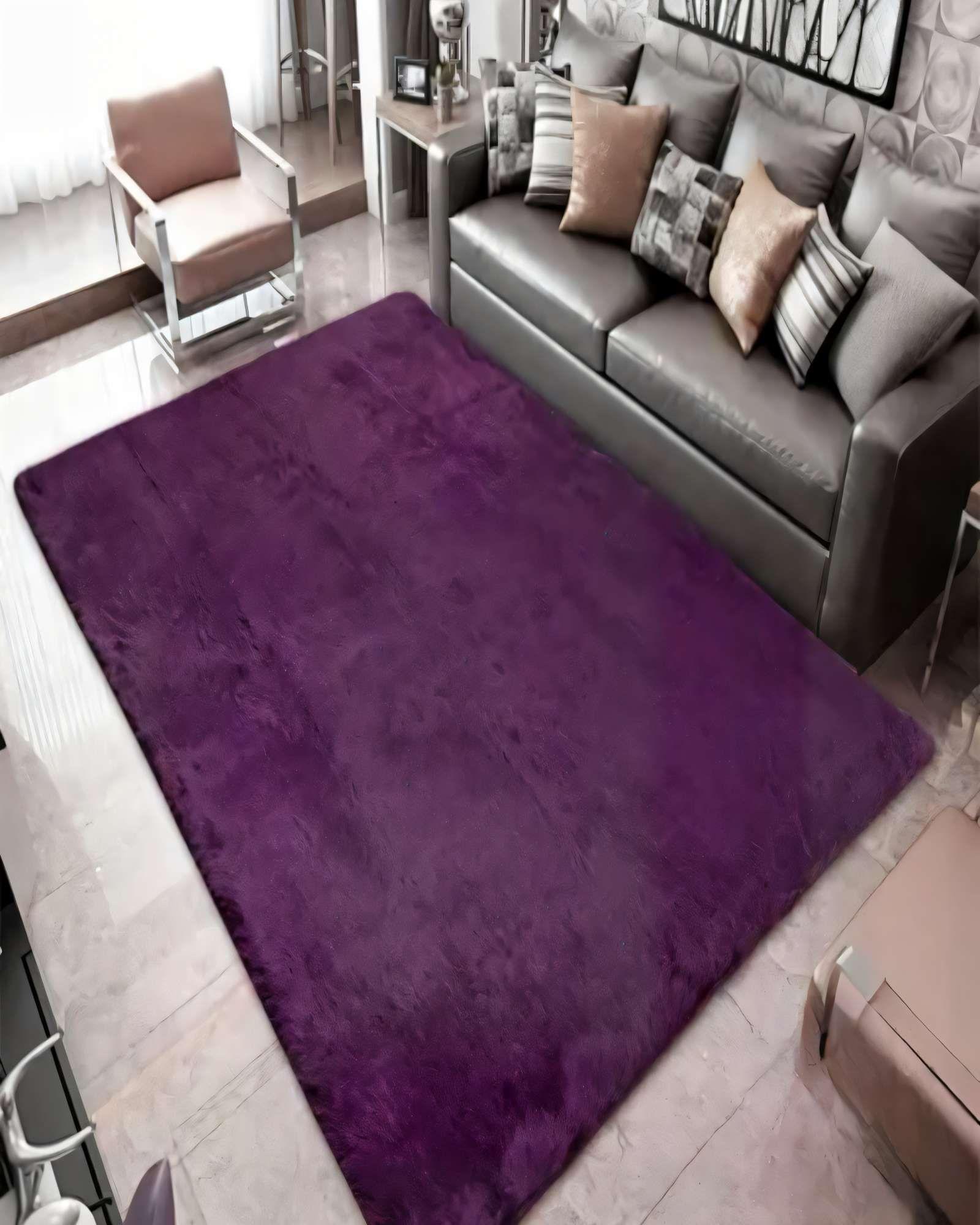 ALFOMBRA PELUDA 180X200 PREMIUM COLOR MORADO 2-2