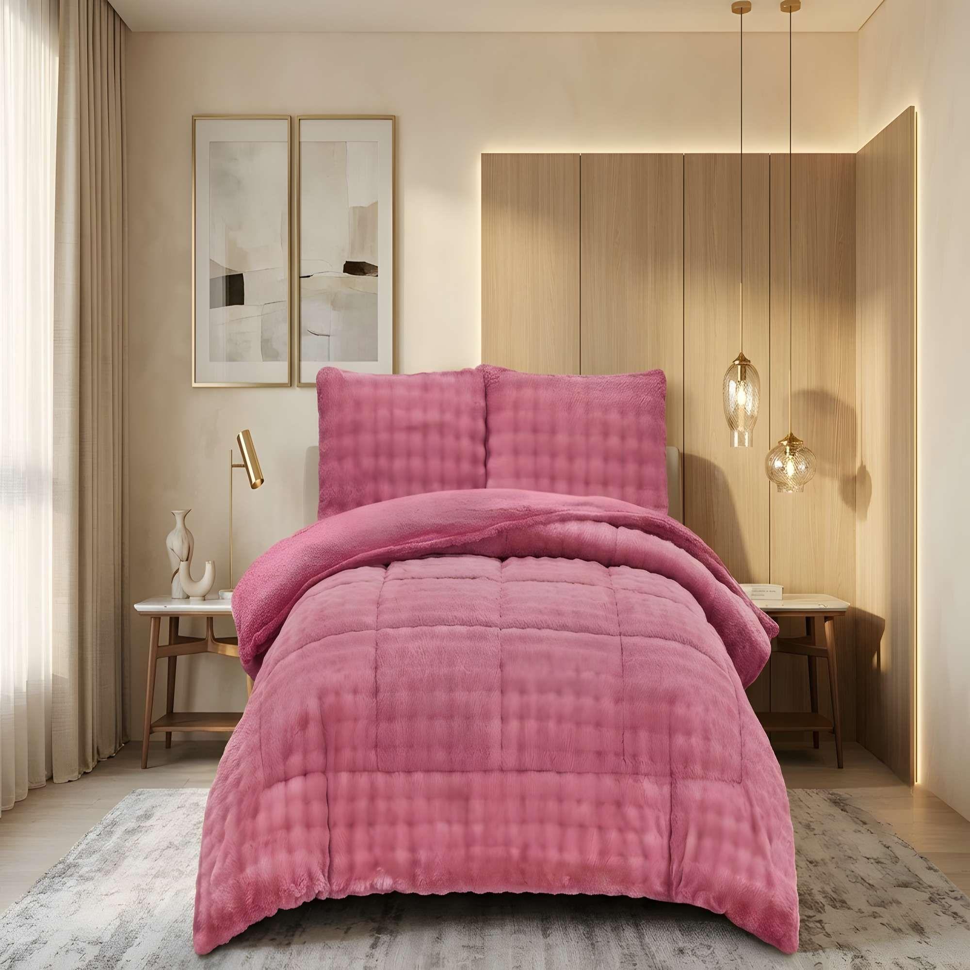 COBERTOR ALTO CONFORT 2 PLAZA 230CM X 250CM COLOR ROSADO -0