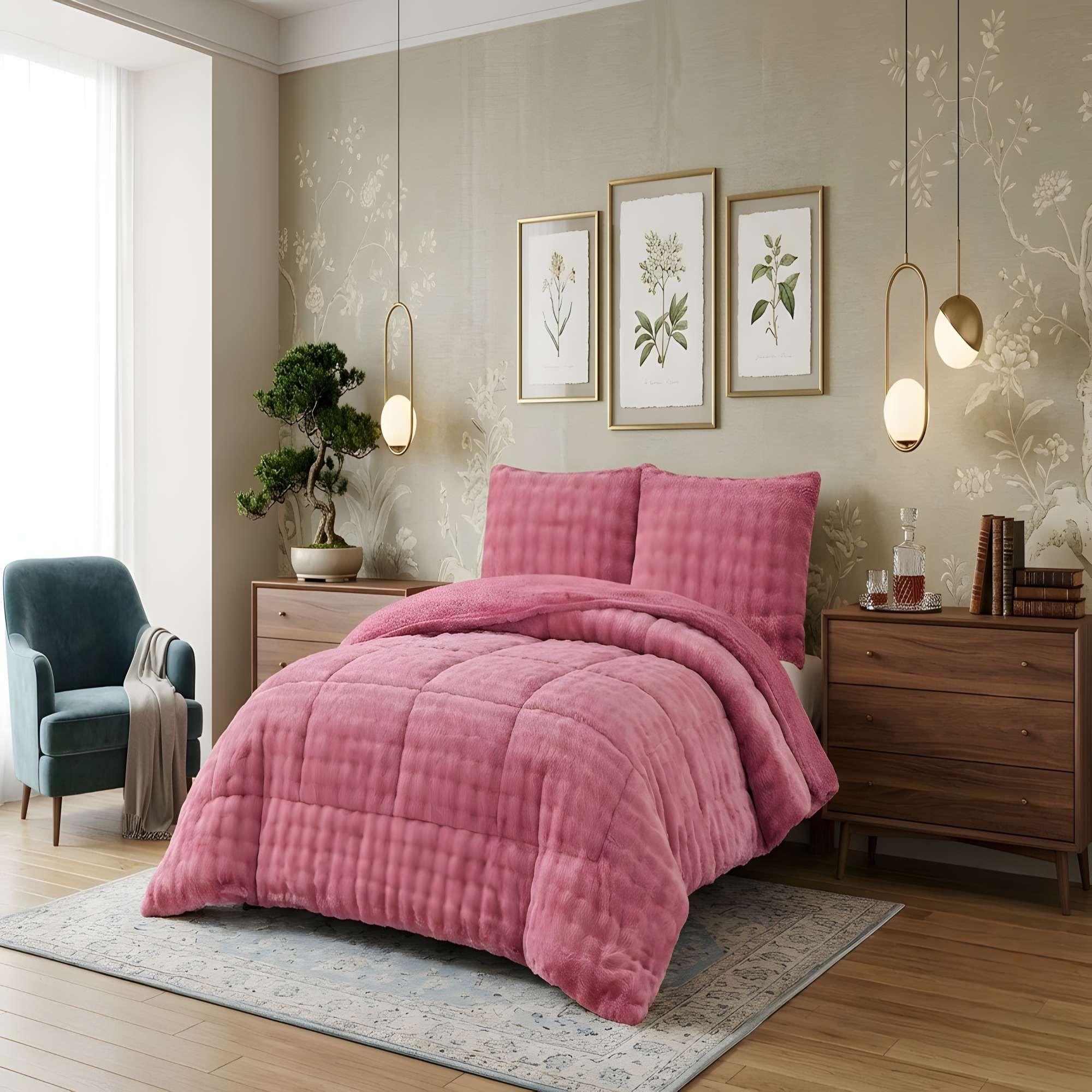 COBERTOR ALTO CONFORT 2 PLAZA 230CM X 250CM COLOR ROSADO -1