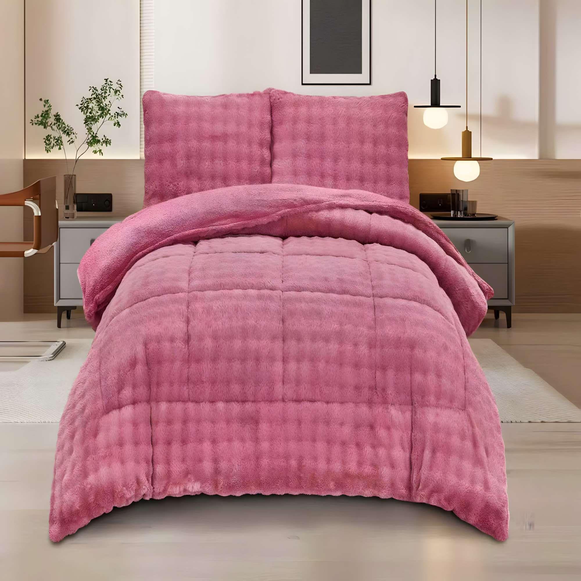COBERTOR ALTO CONFORT 2 PLAZA 230CM X 250CM COLOR ROSADO -2
