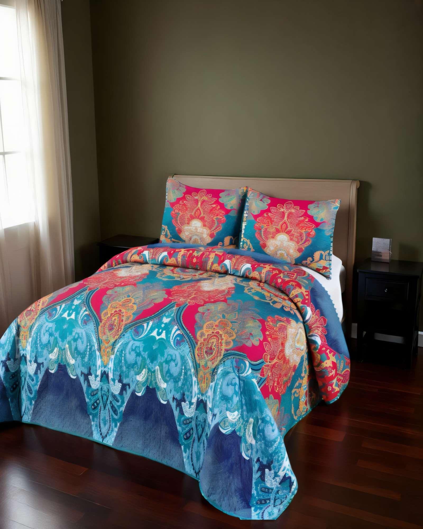 CUBRECAMA DE VERANO CON DISENO Y POMPON 2P MULTICOLOR 03-3