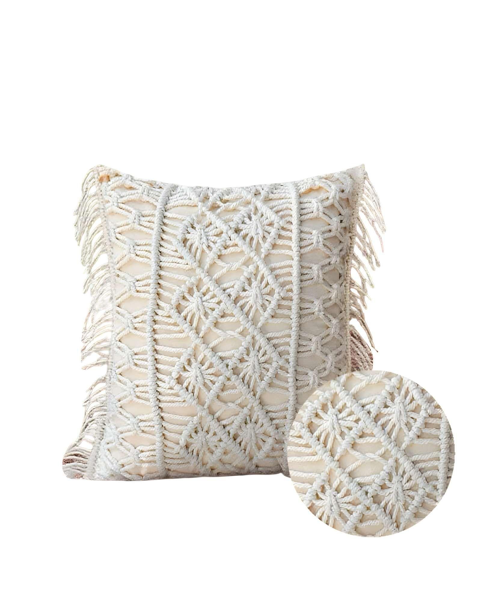 PACK DE 4 FUNDAS DE COJIN CON ESTILO BOHEMIO 45X45CM BEIGE 06-1