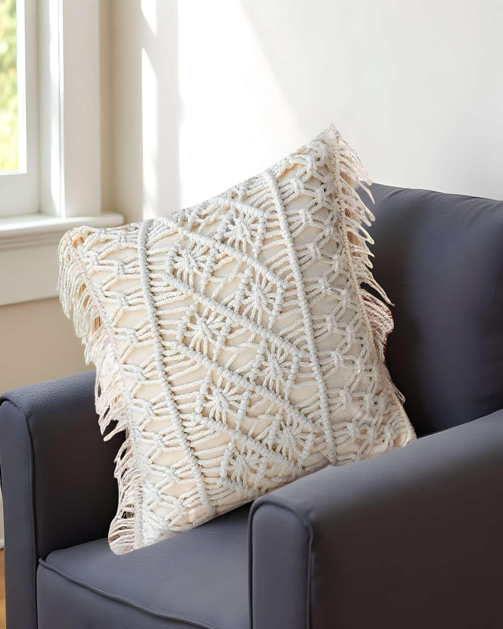 PACK DE 4 FUNDAS DE COJIN CON ESTILO BOHEMIO 45X45CM BEIGE 06-2