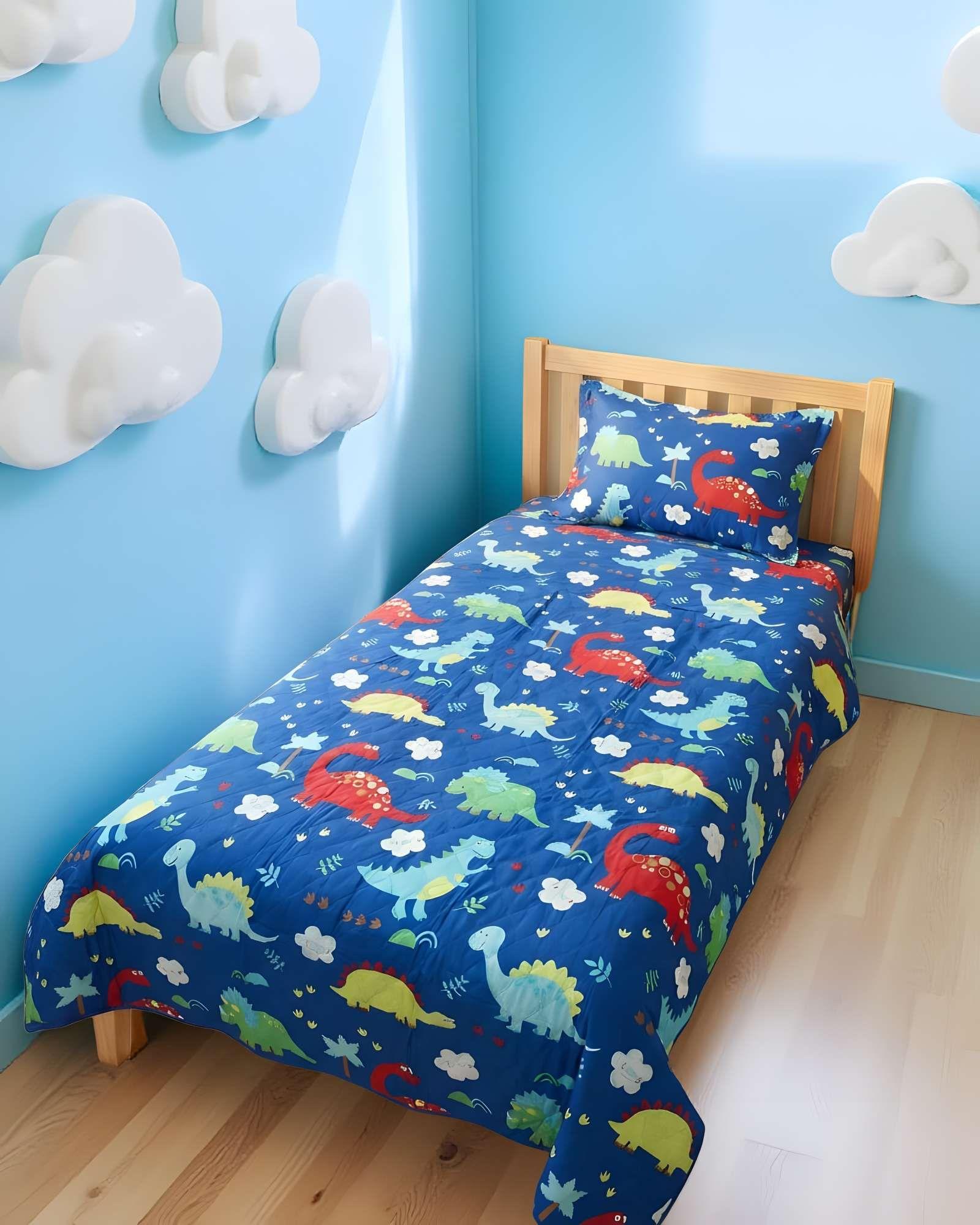 CUBRECAMA QUILT DE VERANO PLAZA Y MEDIA INFANTIL AZUL 03-2