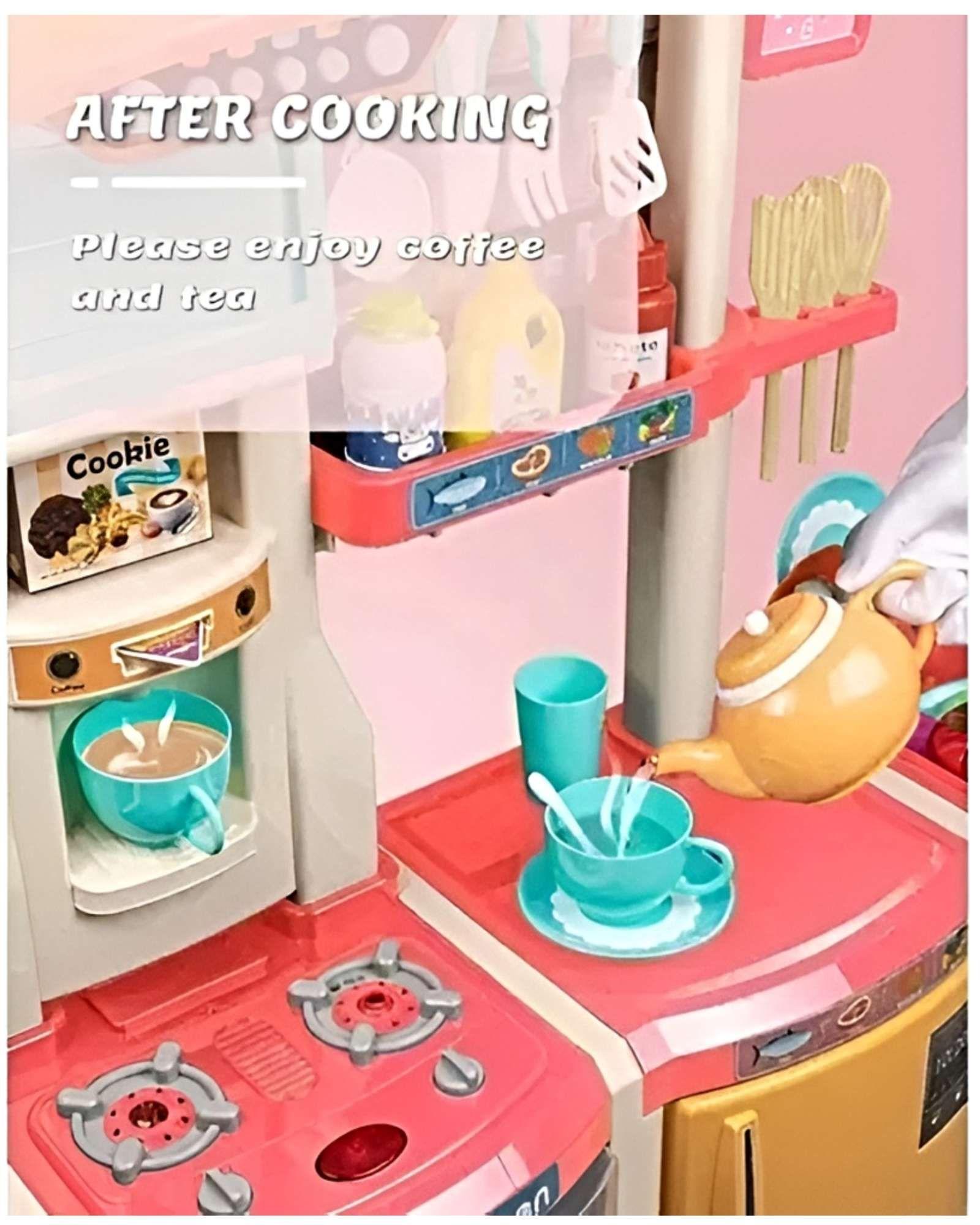 Mega Cocina Infantil Interactiva con Vapor Real, Luces y Sonidos – 108 Piezas rosada-4