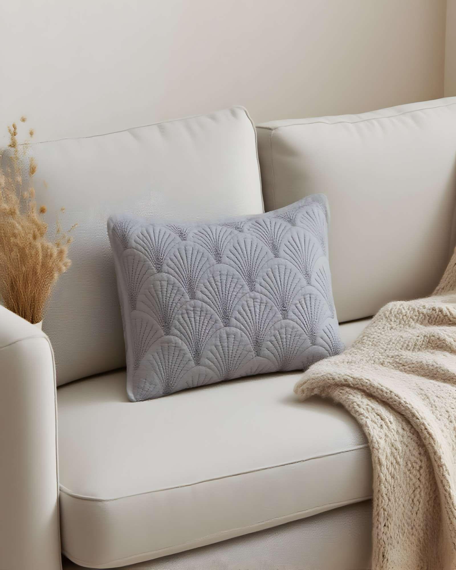 PACK DE 4 FUNDAS DE COJIN SERIE ABANICO 30X50 CM GRIS-2