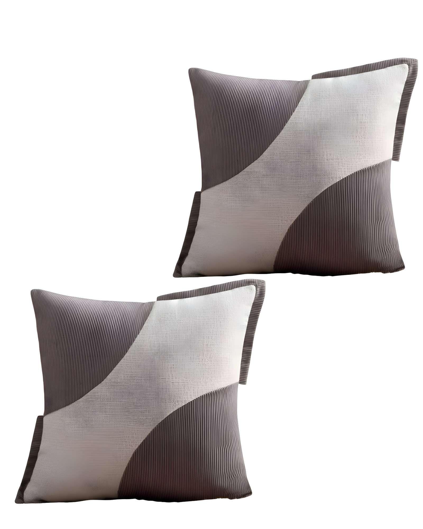 PACK DE 2 FUNDAS DE COJINES DISEÑO TELA PANA EMPALMADO 45CM X 45 CM GRIS-2