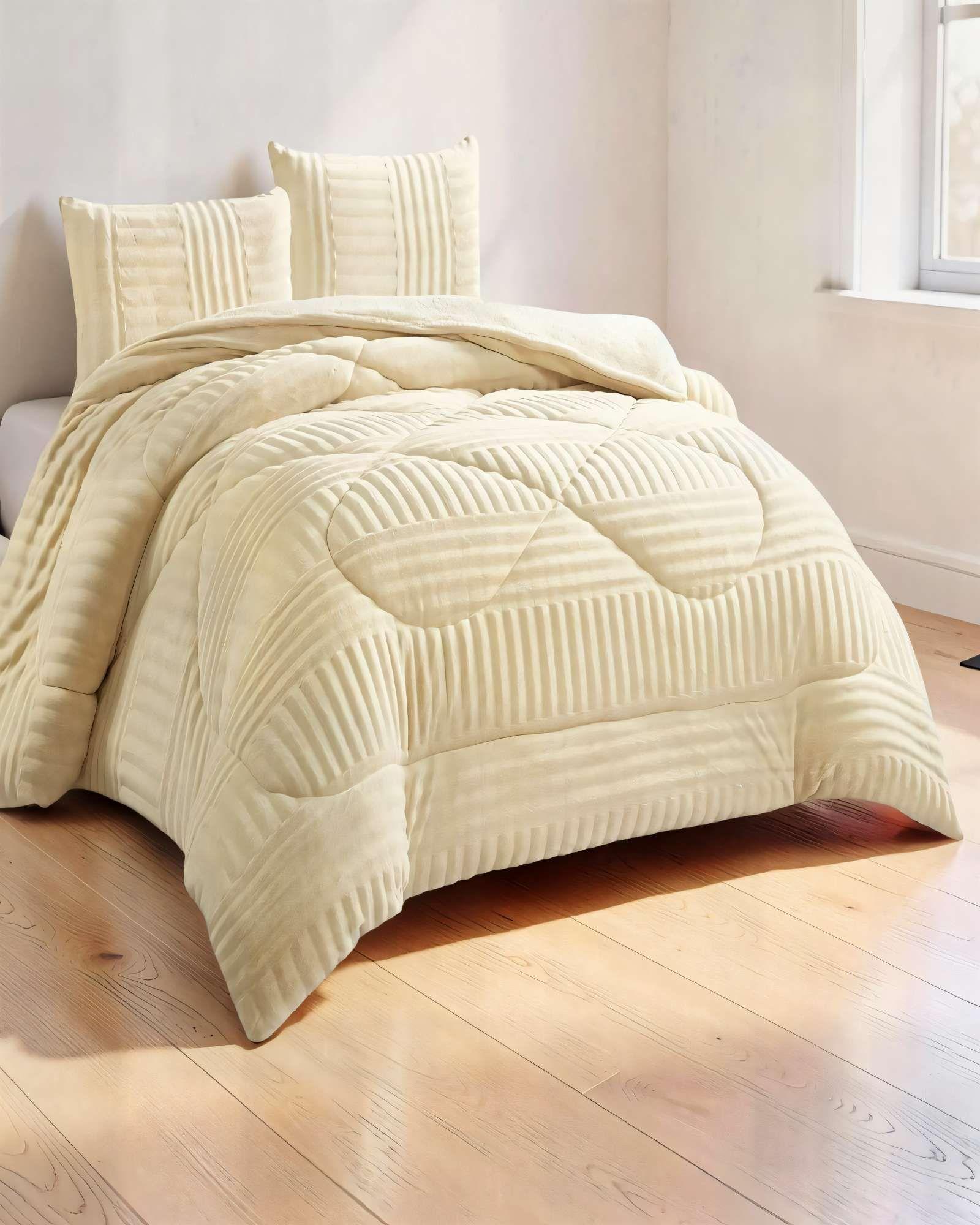 COBERTOR DE PELUDOS LECHE PLAZA Y MEDIA COLOR BEIGE-3