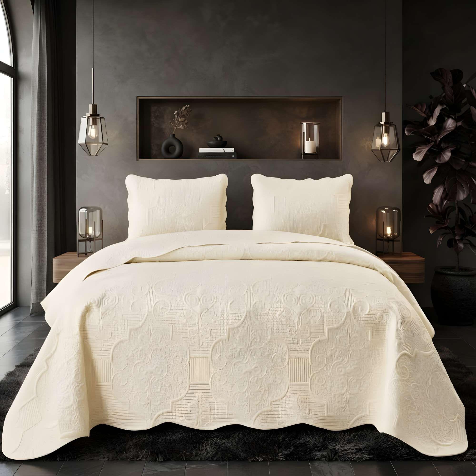 CUBRECAMA DE VERANO KING COLOR BEIGE-2
