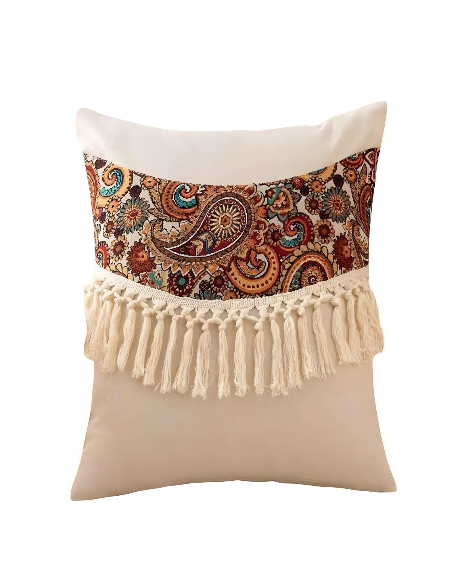 SET DE 4 FUNDAS DE COJIN LINO MANDALA 45X45 BEIGE 02-1