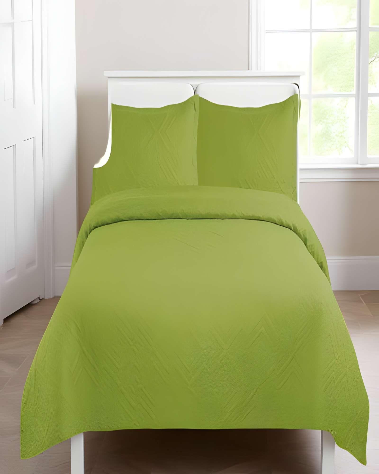 CUBRECAMA QUILT DE VERANO CON COLORES LISOS 2 PLAZAS VERDE-3