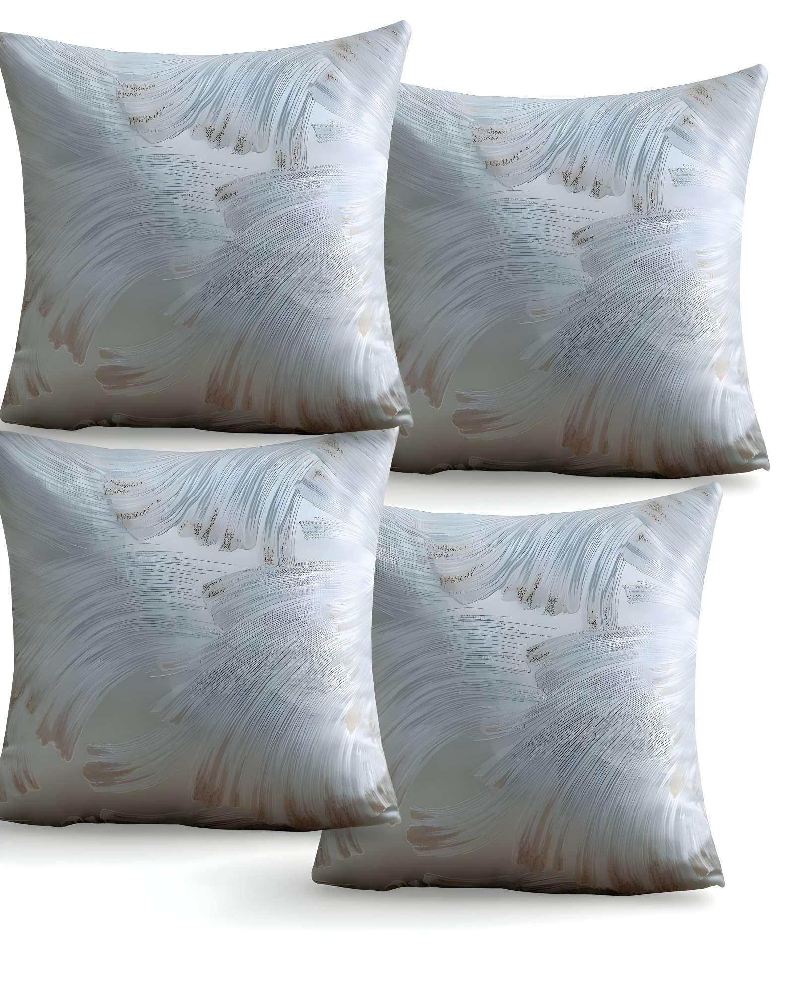 PACK DE 4 FUNDAS DE COJINES SATIN DISEÑO HOJAS 45CM X 45 CM CELESTE-2