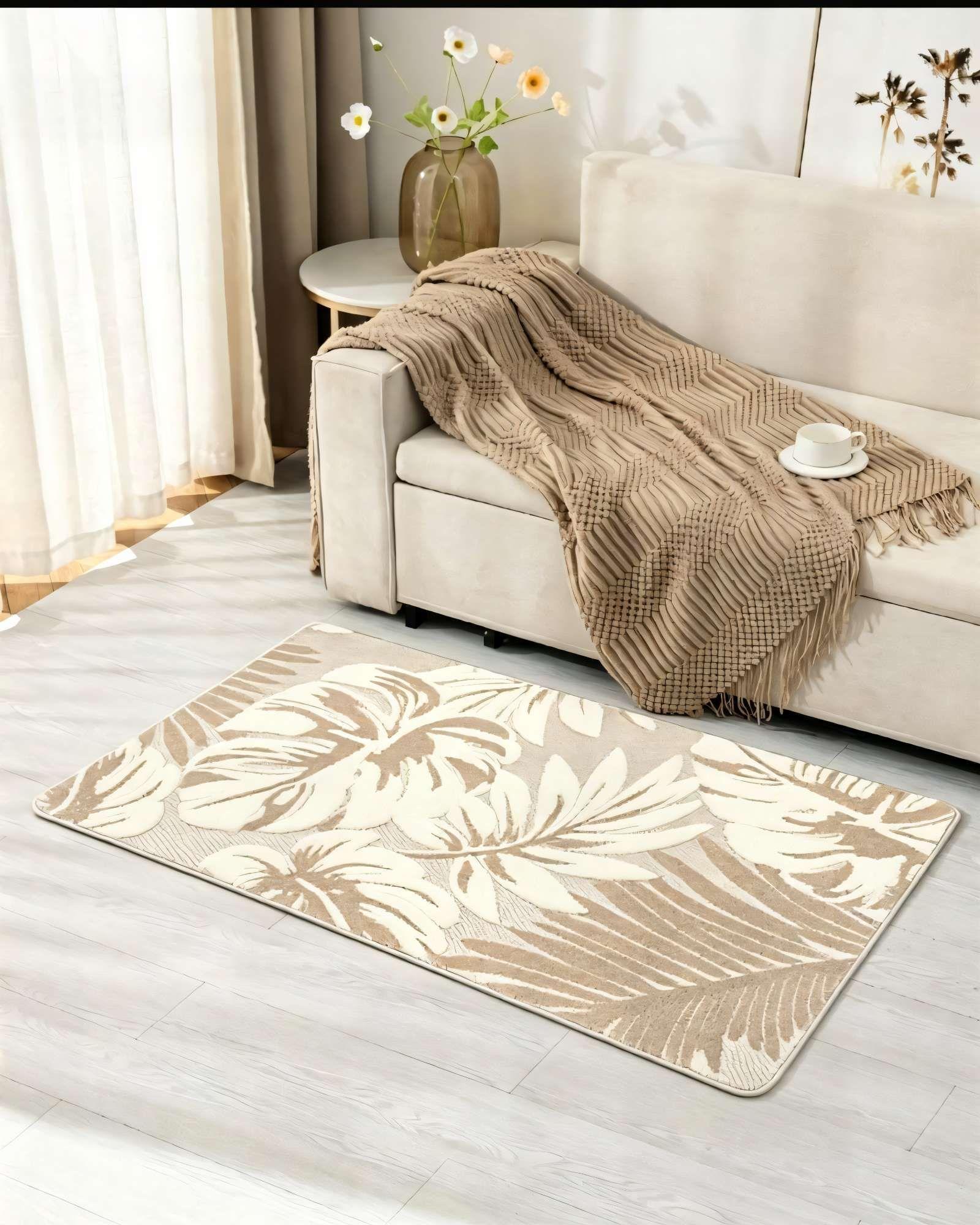 ALFOMBRA CON DISEÑO DE HOJAS 80CMX120CM BICOLOR 2-2