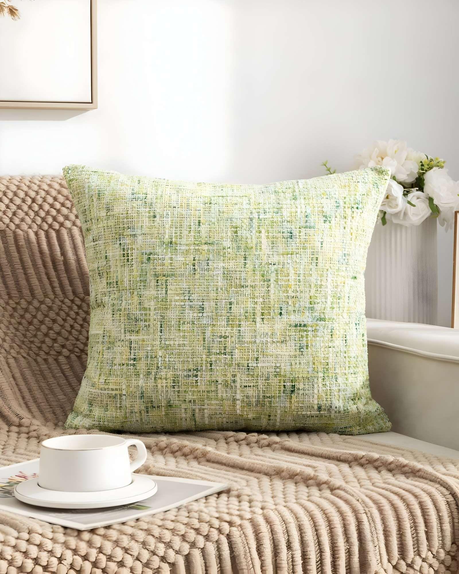 PACK DE 4 FUNDAS DE COJIN CHENILLE VERDE-2