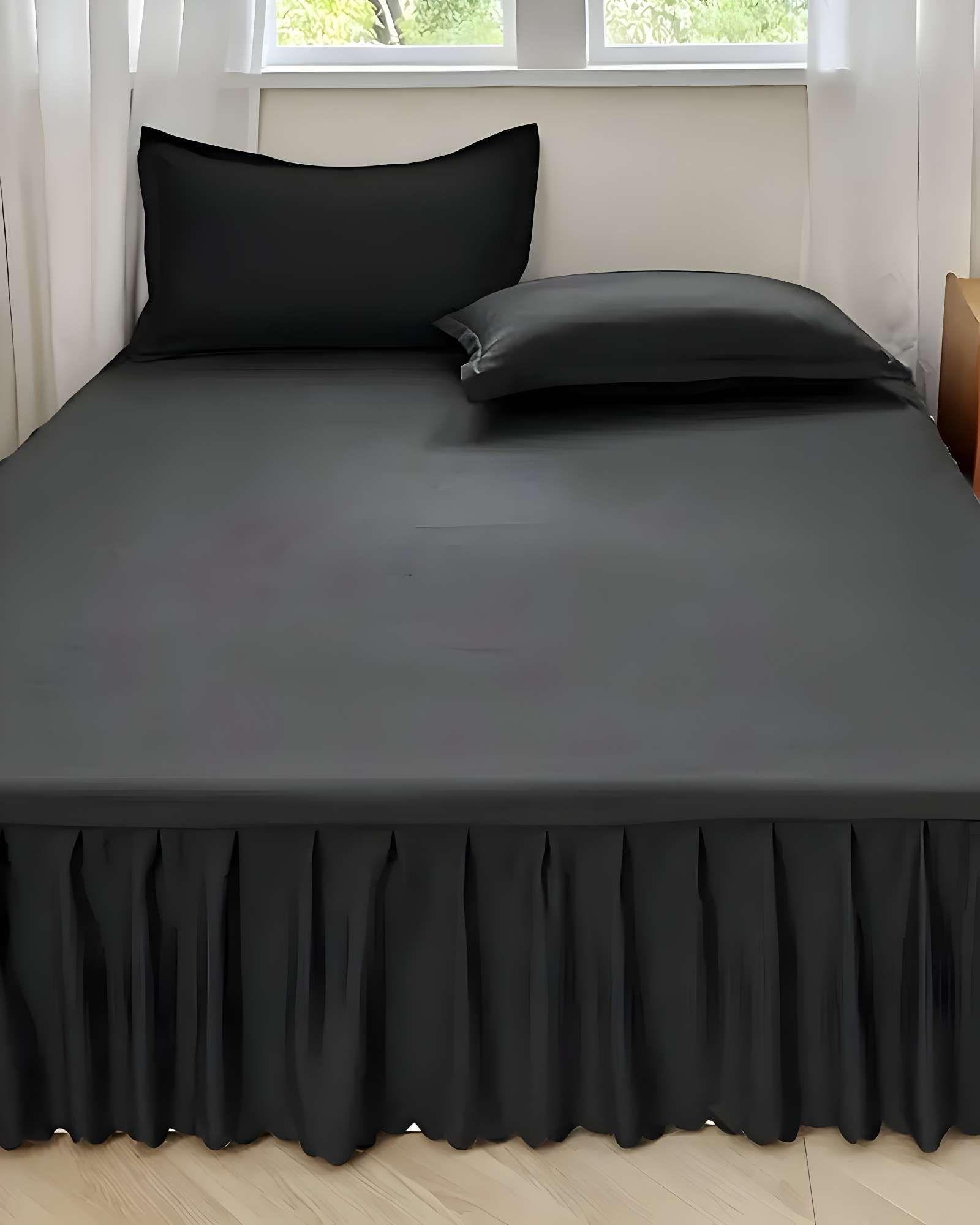 FALDÓN DE CAMA CON VOLADO PROTECTOR DE BASE DE CAMA PLAZA Y MEDIA 105X200 CM 04-2