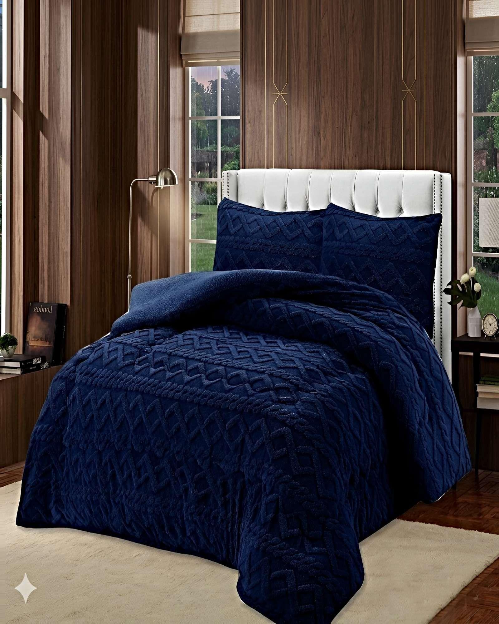 COBERTOR DE INVIERNO CON TEXTURA 1.5 PLAZA 180X200CM P AZUL-2