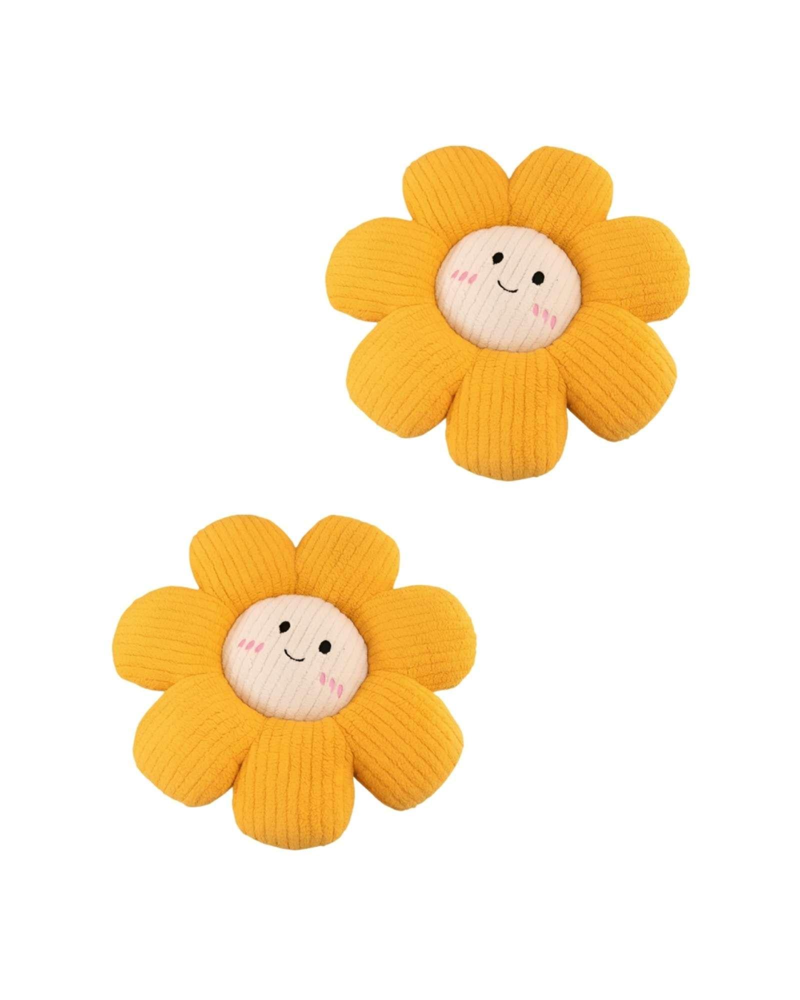SET DE 2 COJINES DECORATIVO FLOR KAWAII 25CM AMARILLO-0