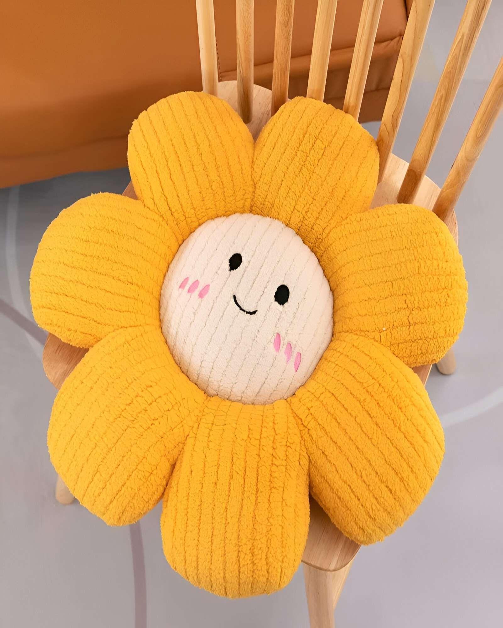 SET DE 2 COJINES DECORATIVO FLOR KAWAII 25CM AMARILLO-3