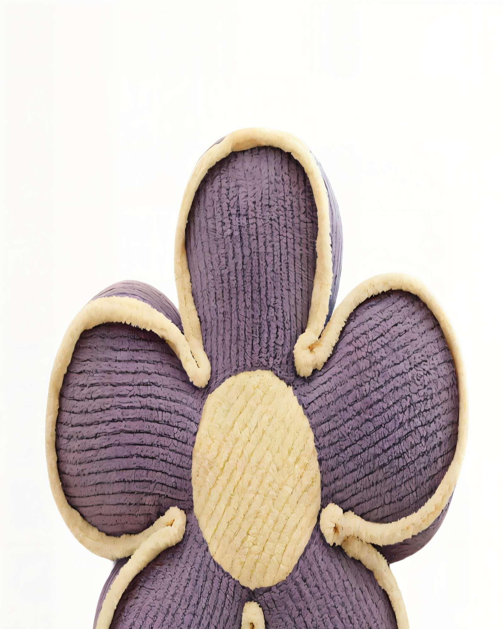 SET DE 2 COJINES DECORATIVOS EN FORMA DE FLOR  COLOR MORADO CON BORDE BEIGE-1