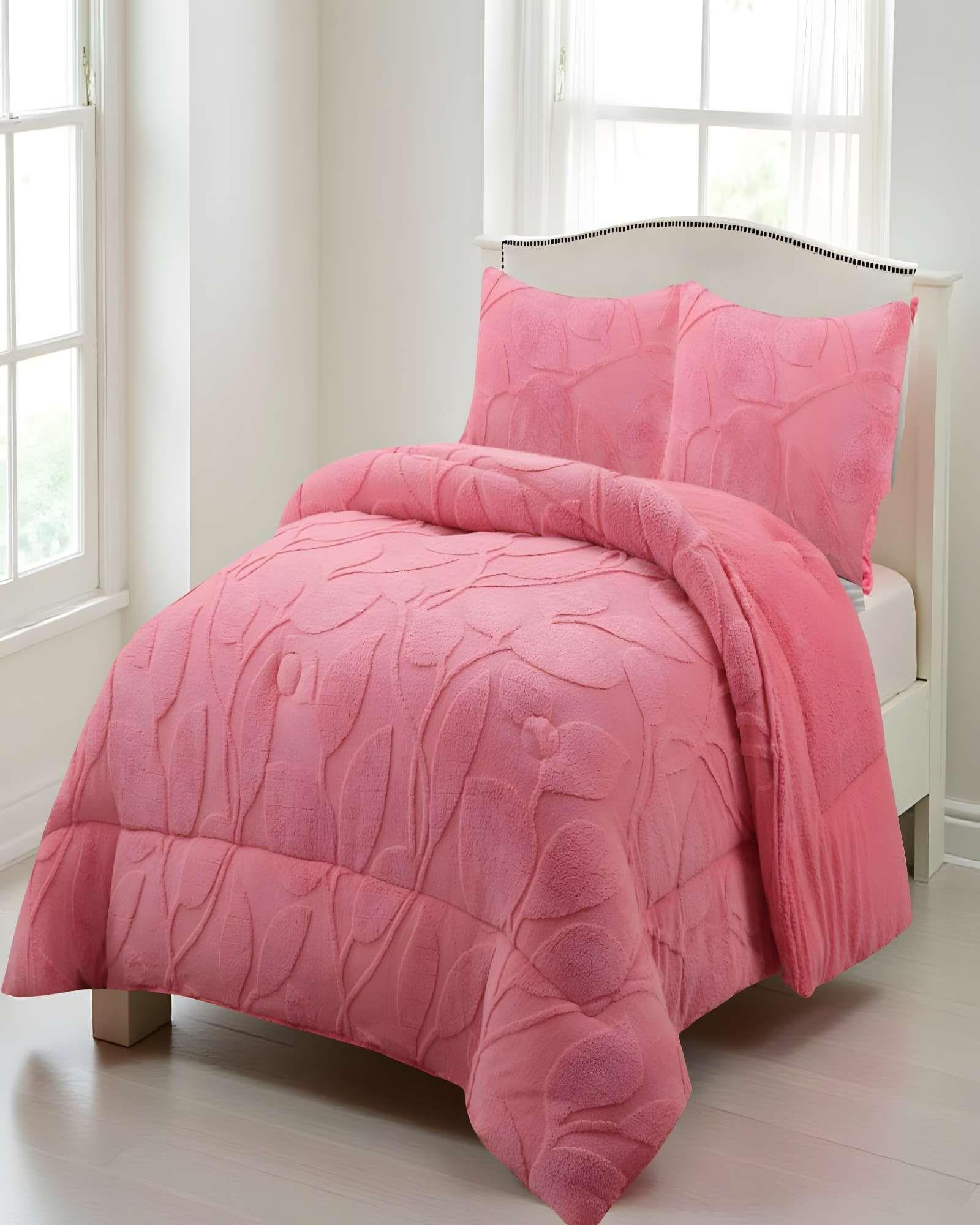 COBERTOR DE INVERNO TEXTURIZADO RY KING ROSADO 2-3