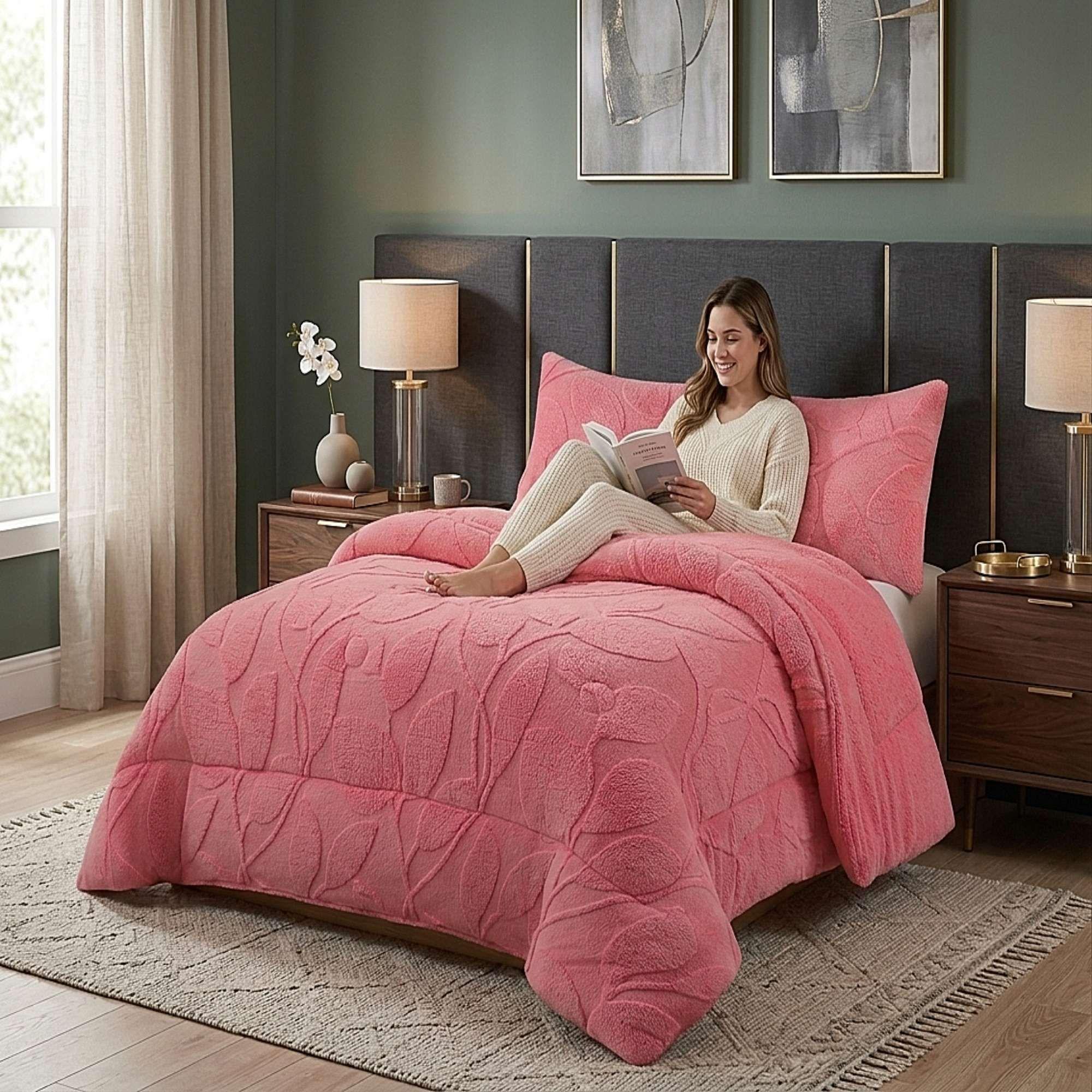 COBERTOR DE INVERNO TEXTURIZADO RY KING ROSADO 2-2