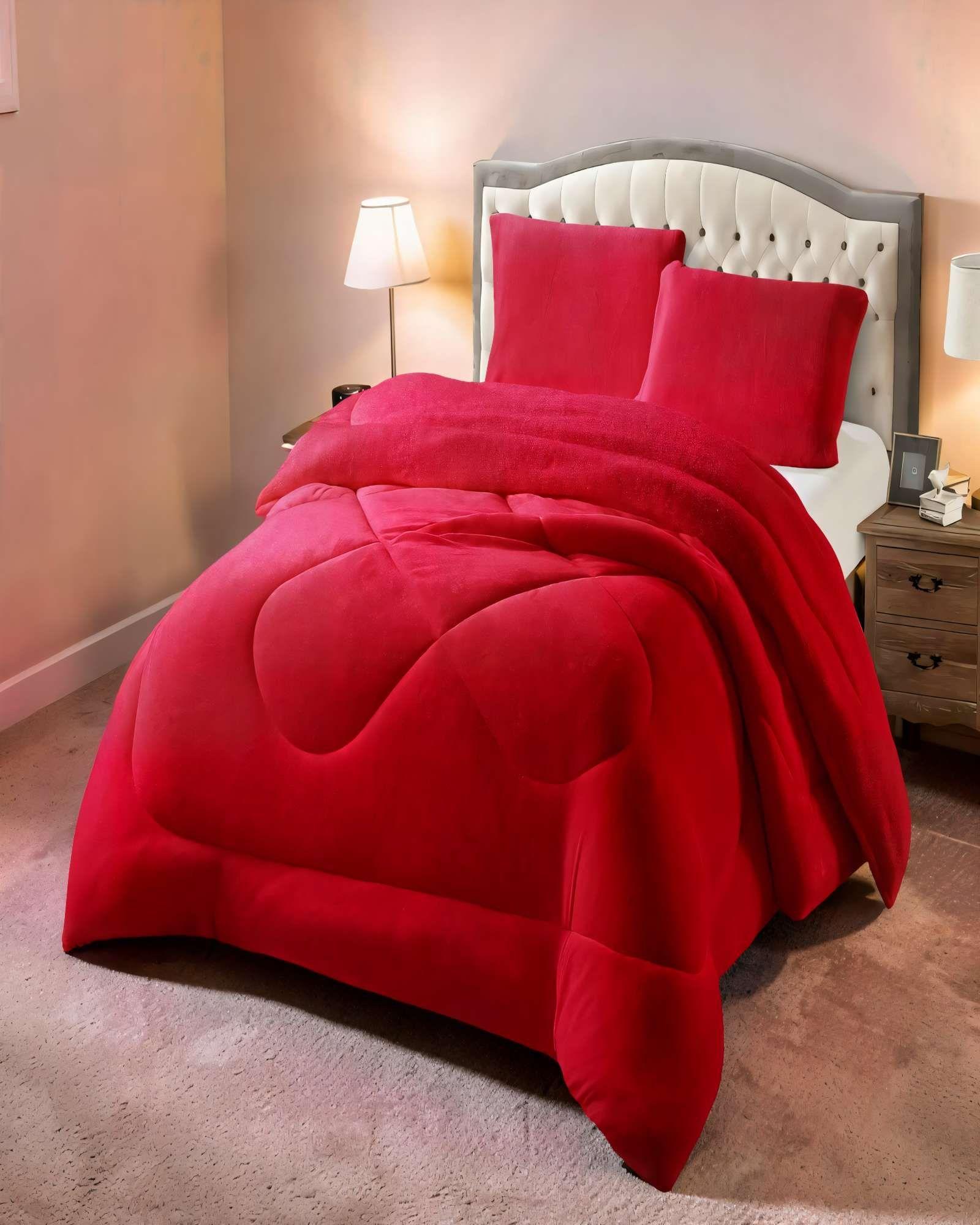 COBERTOR PLUSH CON CHIPORRO PLAZA Y MEDIA COLOR ROJO-3