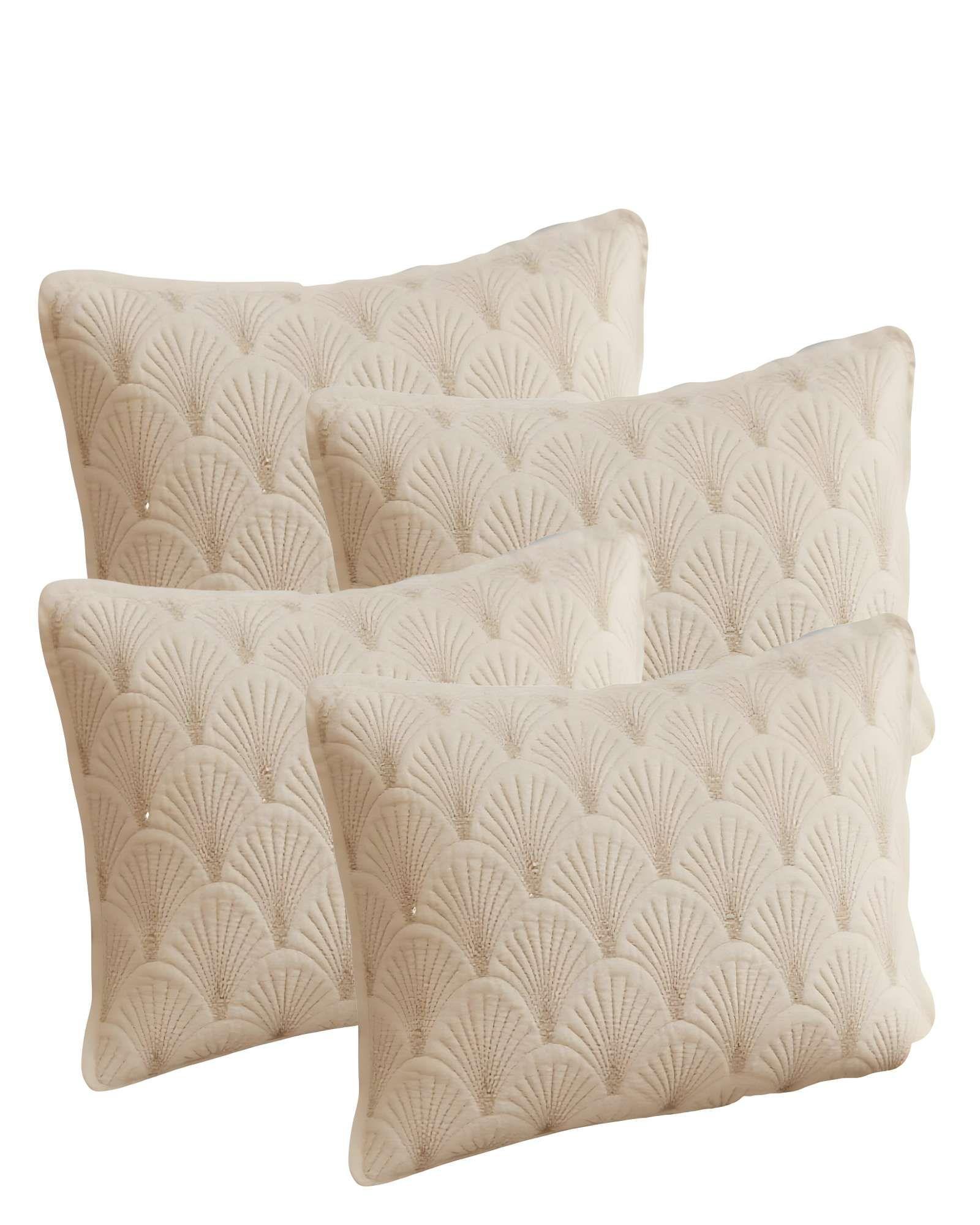 PACK DE 4 FUNDAS DE COJIN SERIE ABANICO 30X50 CM BEIGE-0