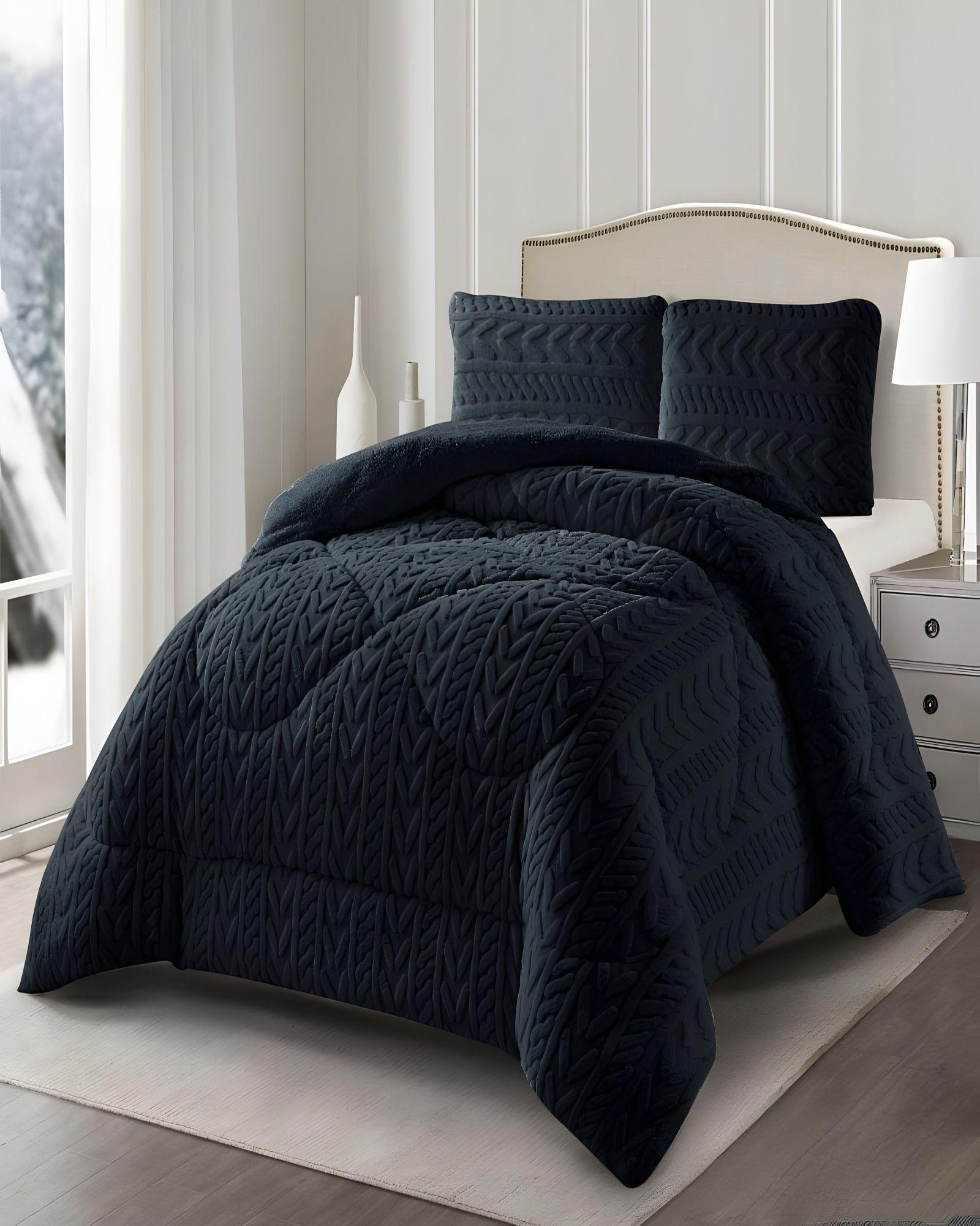 COBERTOR DE INVERNO TEXTURIZADO RM PLAZA Y MEDIA NEGRO-2