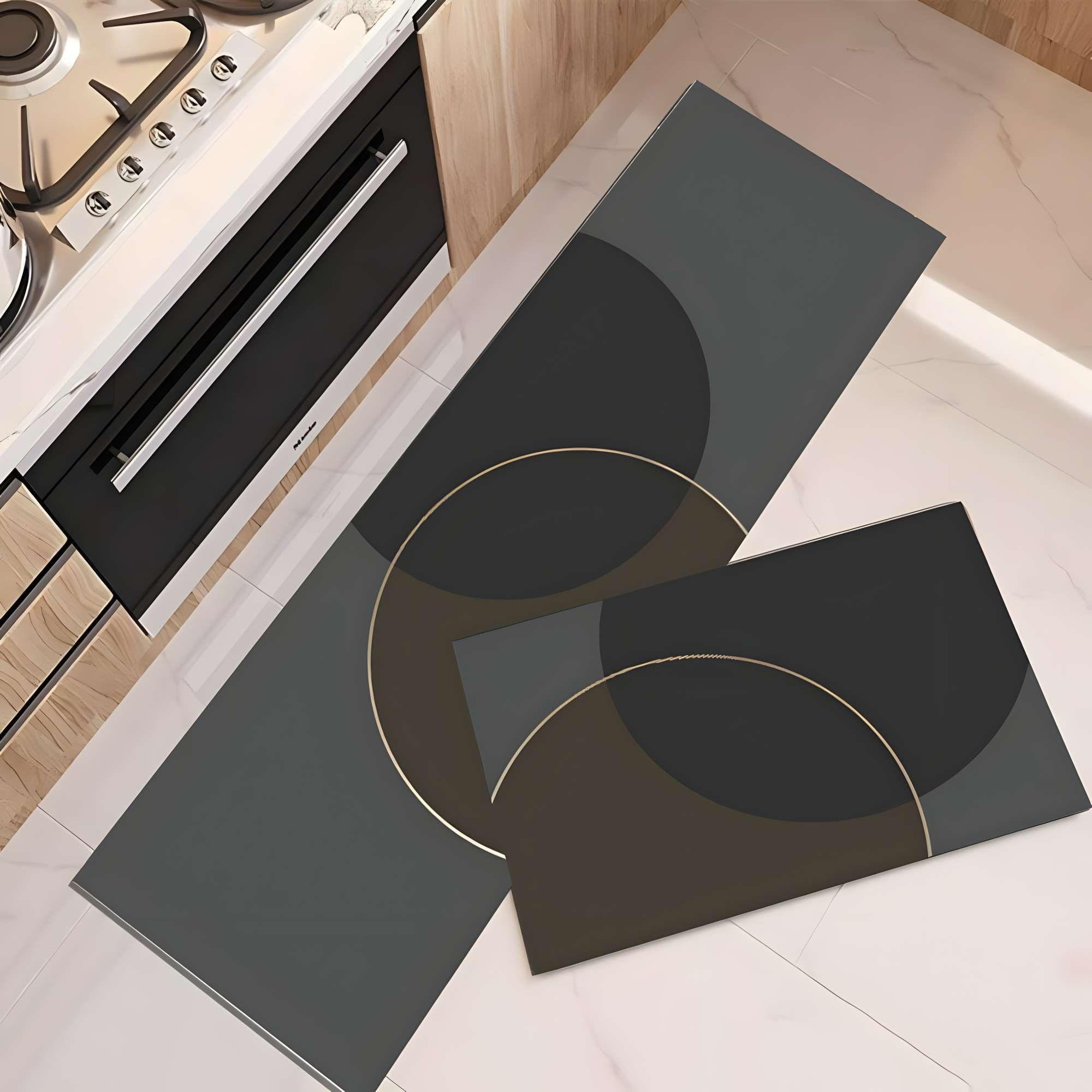 SET DE 2 ALFOMBRAS DE GOMA MINIMALISTAS PARA COCINA B1-2